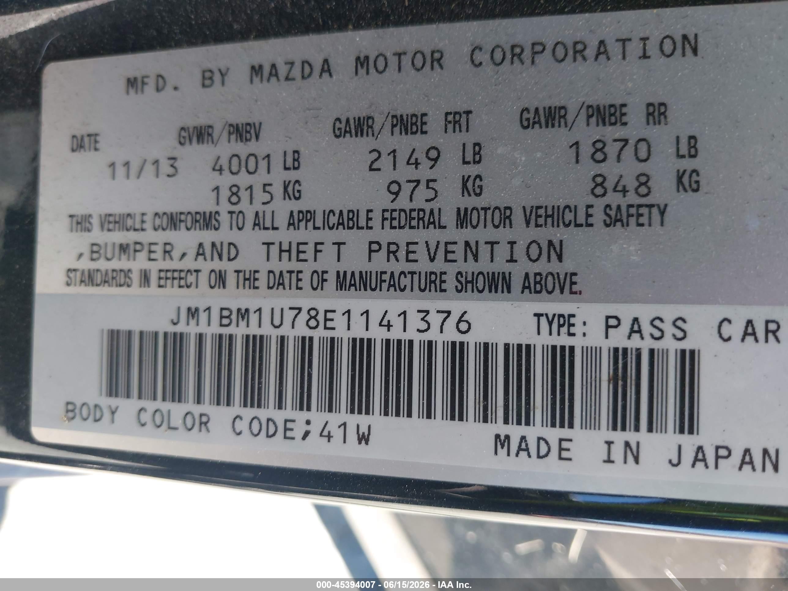 2014 Mazda Mazda3 I Sport Черный vin: JM1BM1U78E1141376