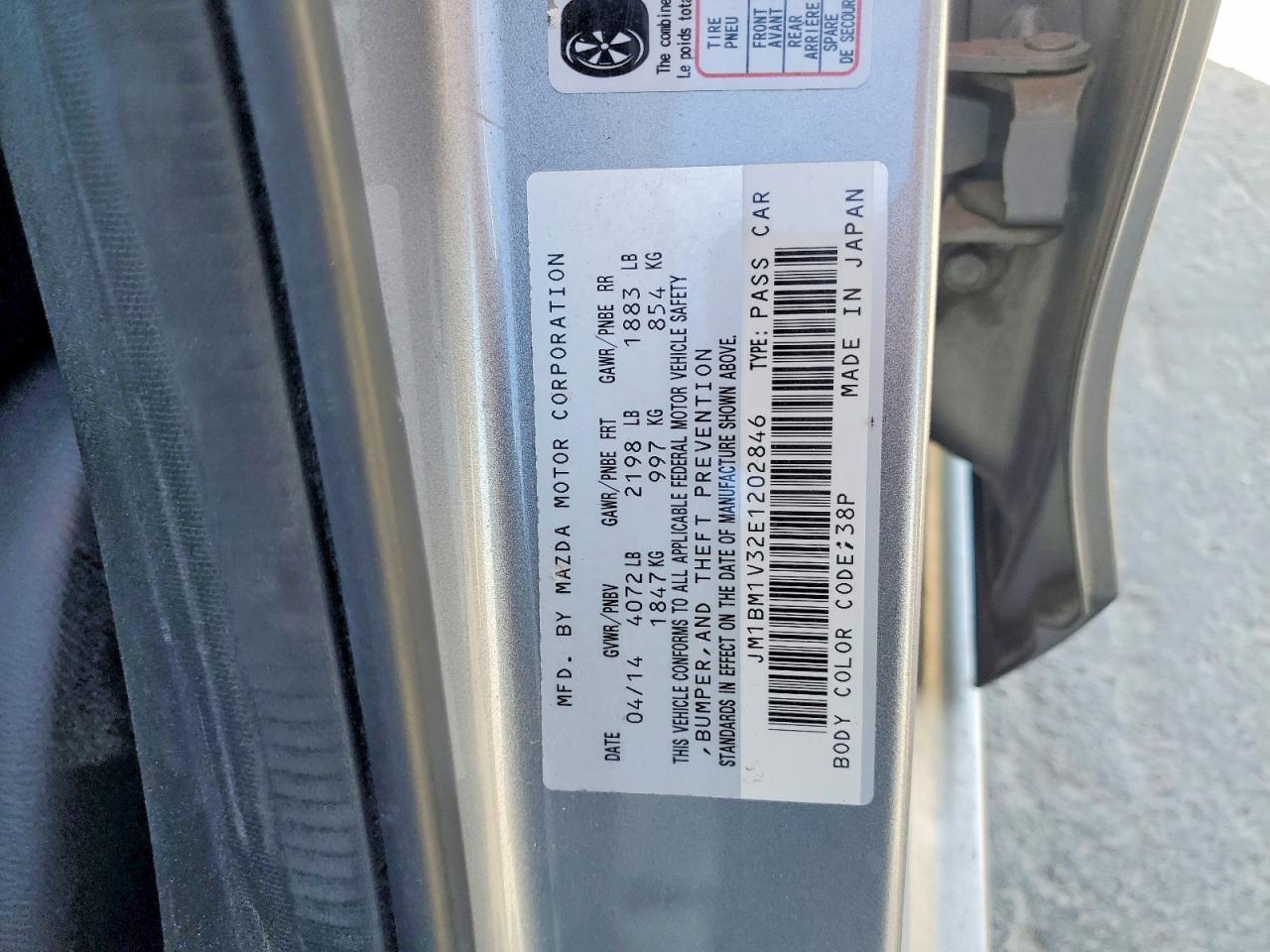 2014 Mazda 3 Touring Silver vin: JM1BM1V32E1202846
