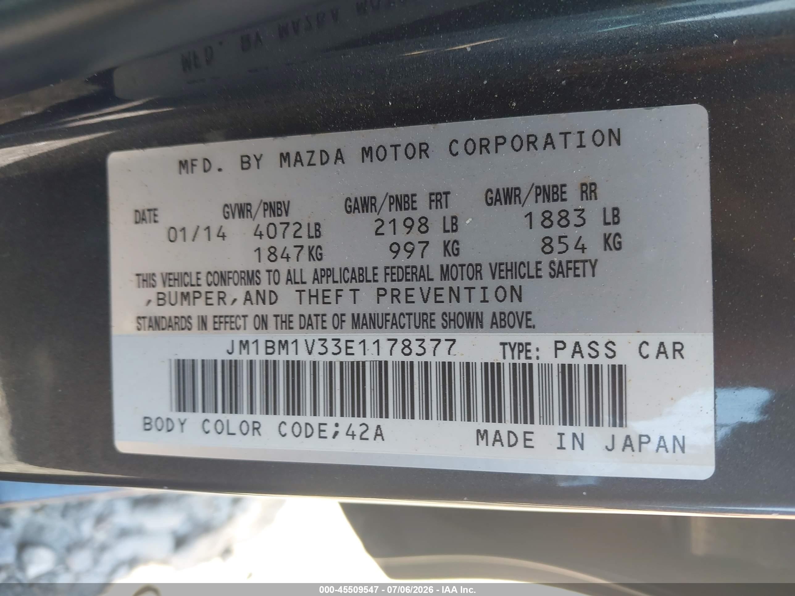 2014 Mazda Mazda3 S Touring Black vin: JM1BM1V33E1178377
