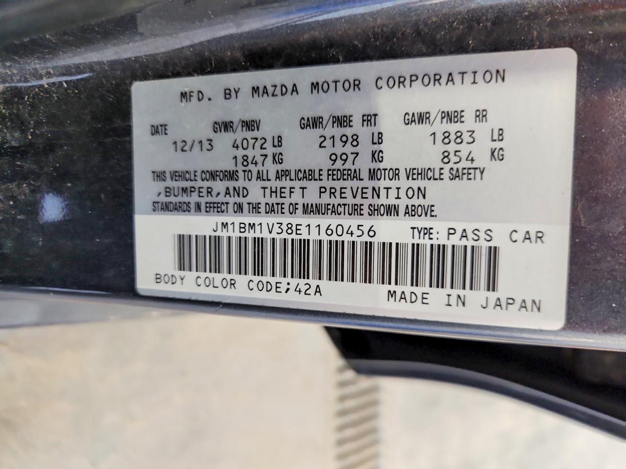 2014 Mazda 3 Touring Gray vin: JM1BM1V38E1160456