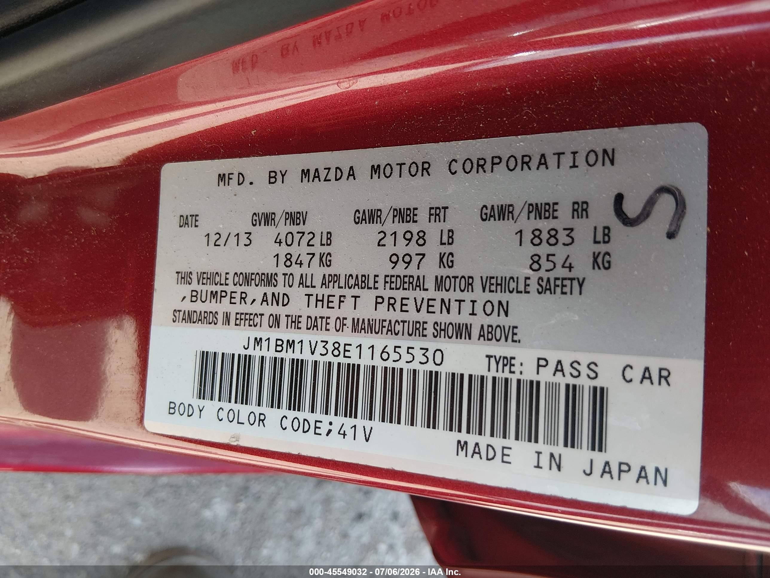 2014 Mazda Mazda3 S Touring Red vin: JM1BM1V38E1165530