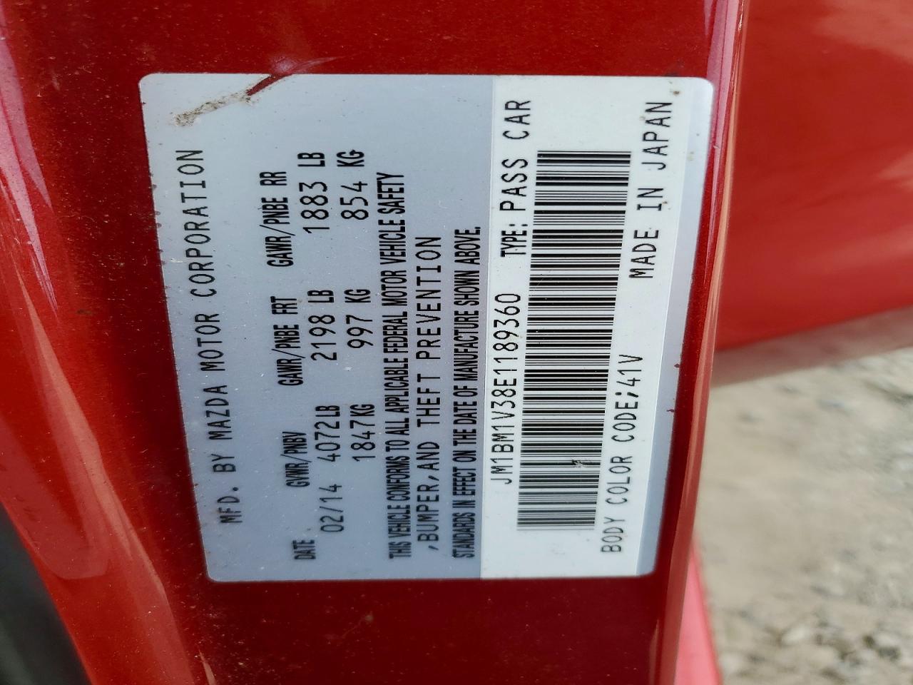 2014 Mazda 3 Touring Red vin: JM1BM1V38E1189360