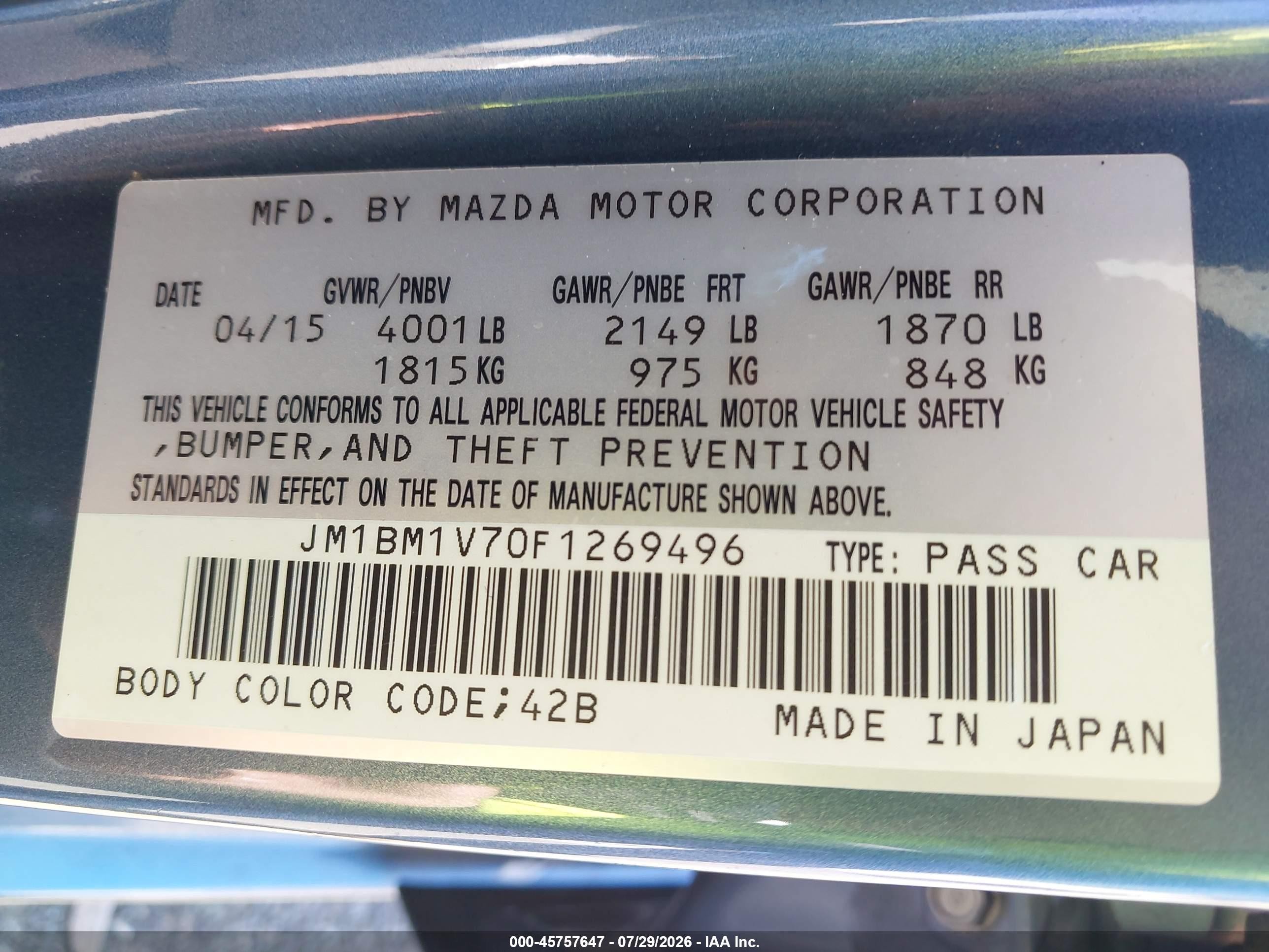 2015 Mazda Mazda3 I Touring Gray vin: JM1BM1V70F1269496