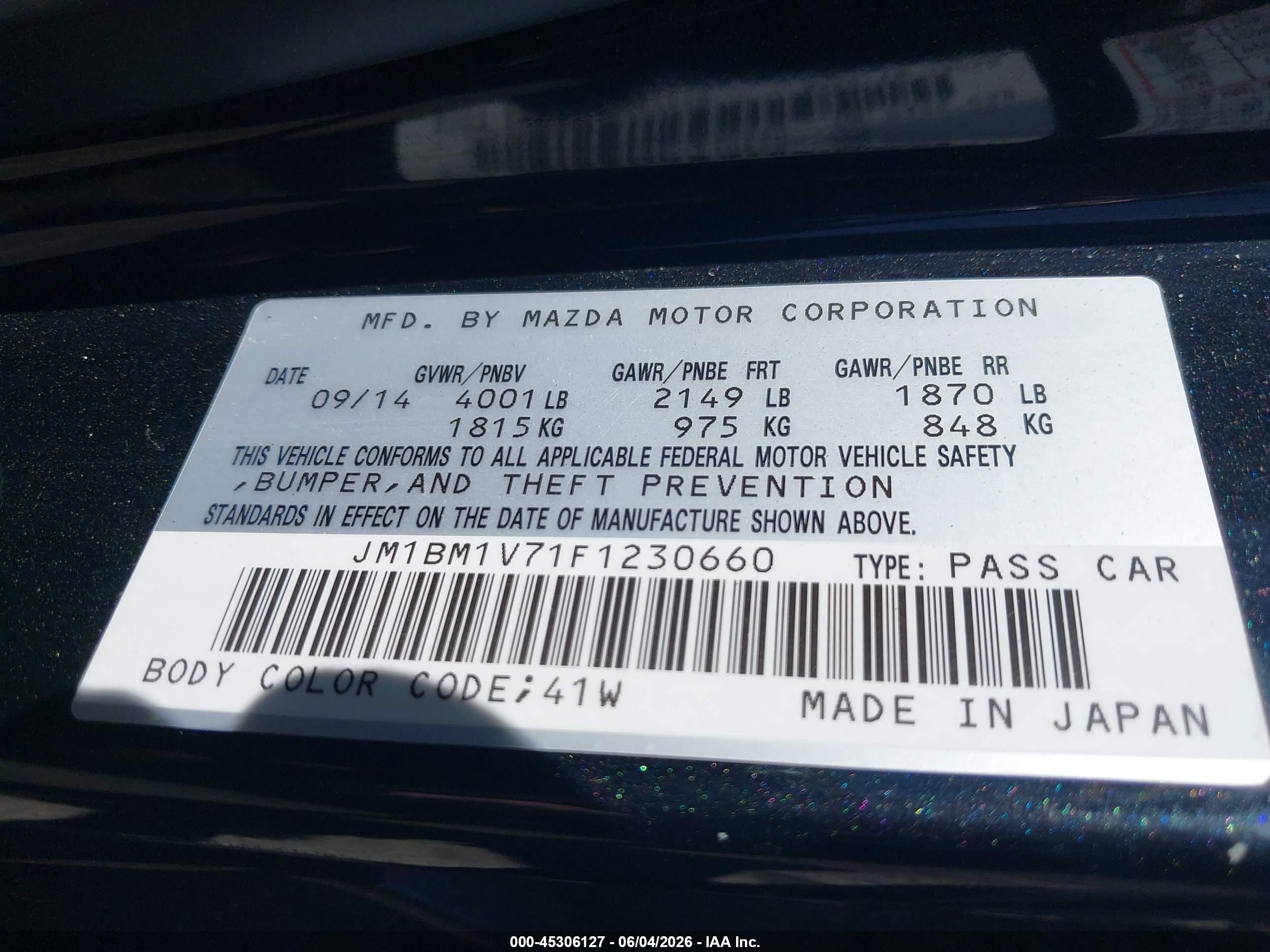 2015 Mazda Mazda3 I Touring Black vin: JM1BM1V71F1230660