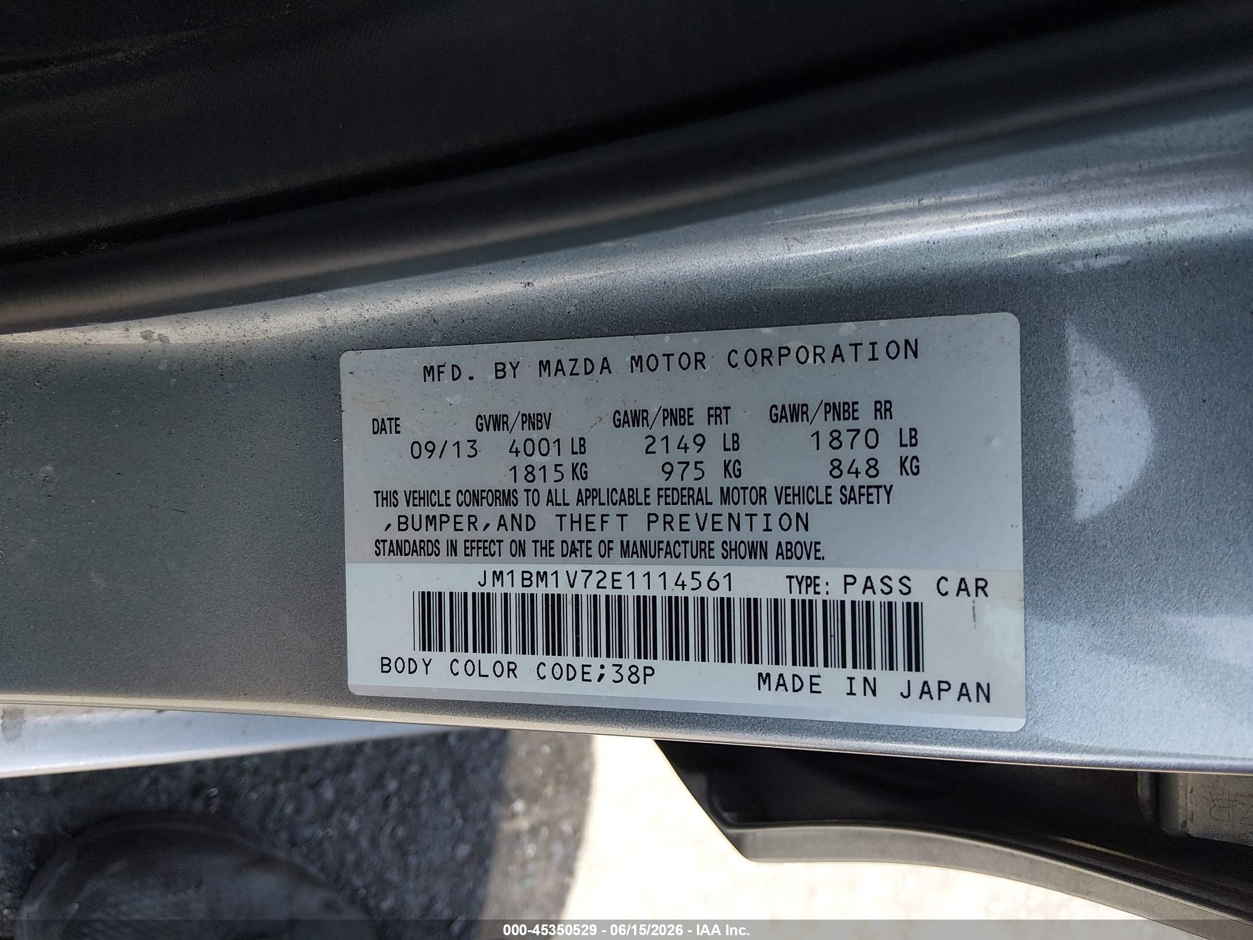 2014 Mazda Mazda3 I Touring Silver vin: JM1BM1V72E1114561
