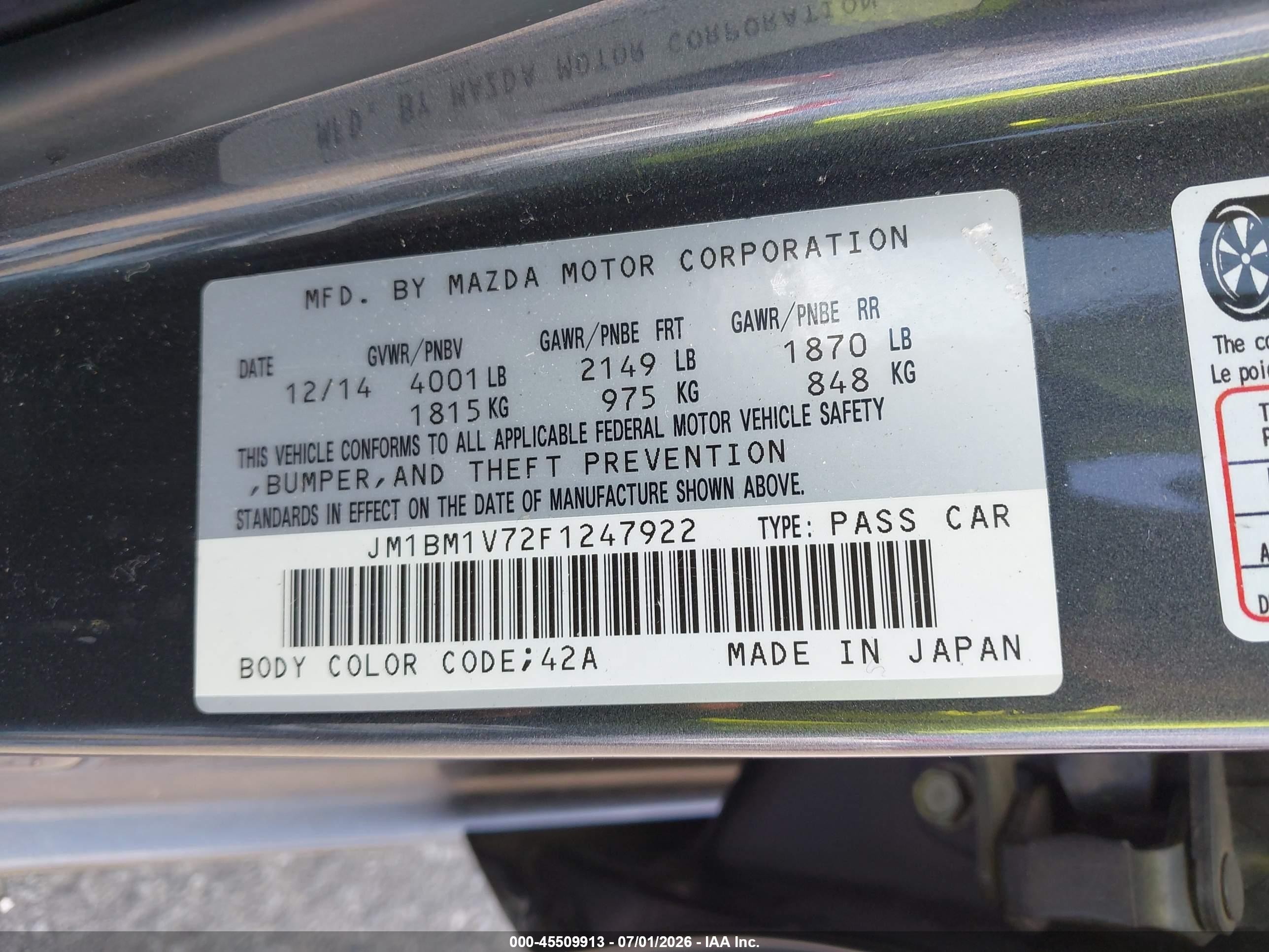 2015 Mazda Mazda3 I Touring Gray vin: JM1BM1V72F1247922
