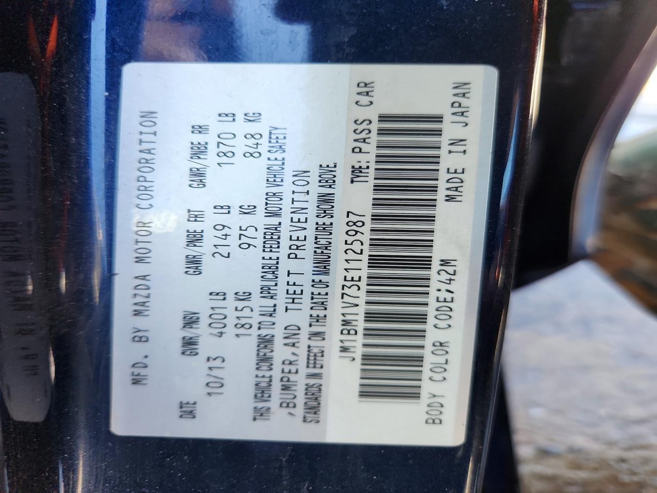 2014 Mazda 3 Touring Blue vin: JM1BM1V73E1125987