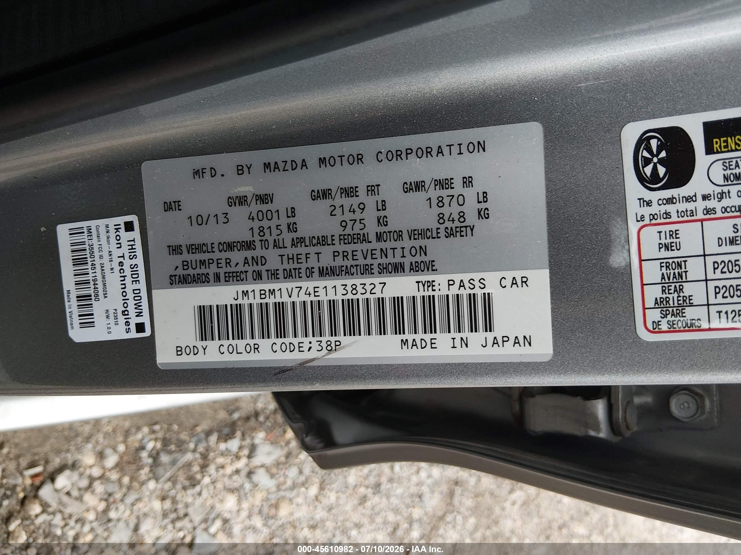 2014 Mazda Mazda3 I Touring Silver vin: JM1BM1V74E1138327