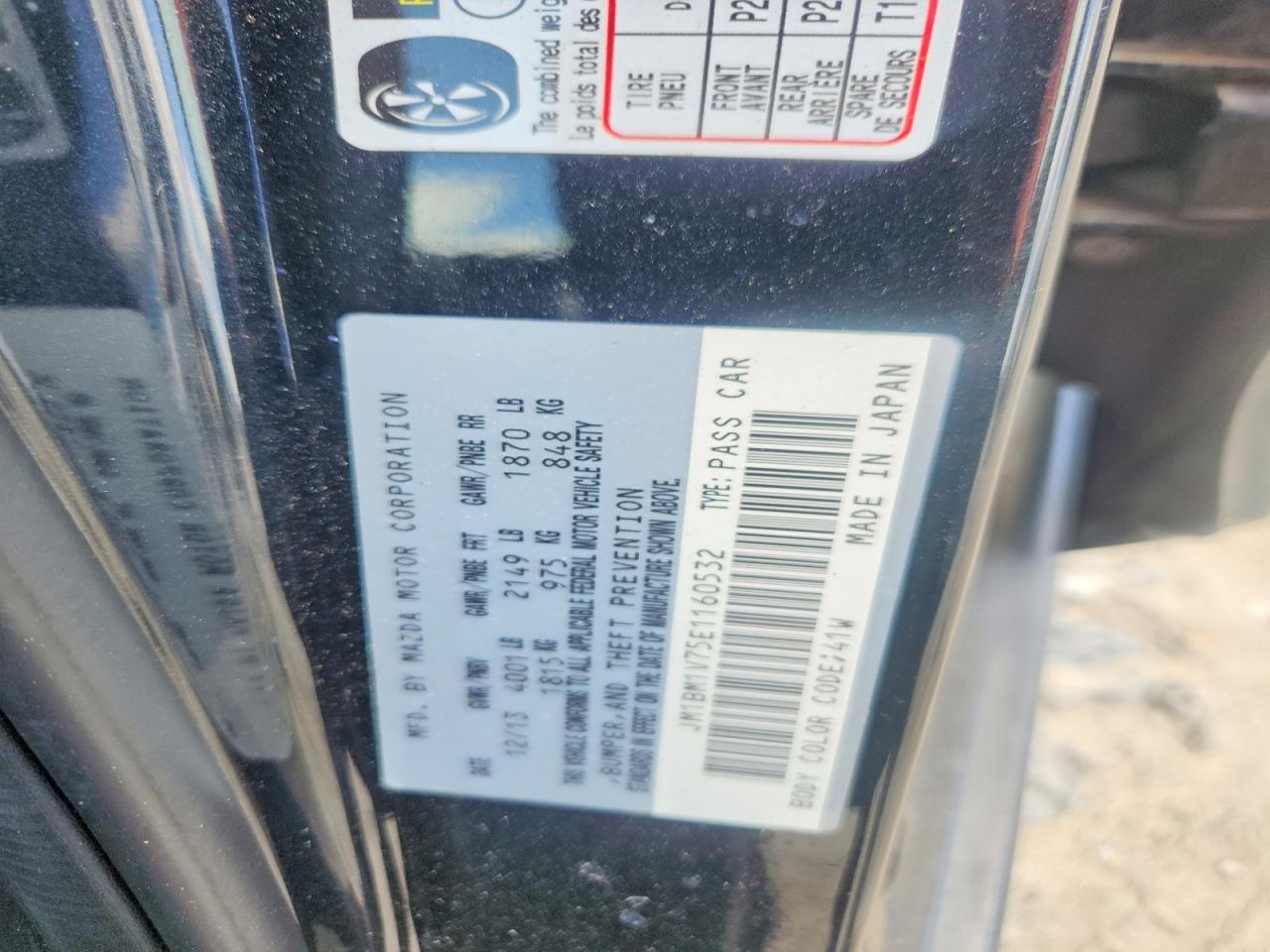 2014 Mazda 3 Touring Черный vin: JM1BM1V75E1160532