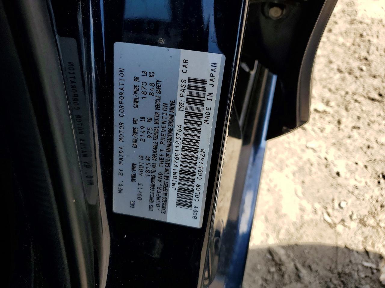 2014 Mazda 3 Touring Blue vin: JM1BM1V76E1123764