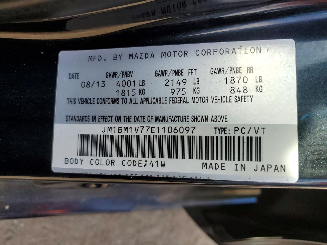 2014 Mazda 3 Touring Black vin: JM1BM1V77E1106097