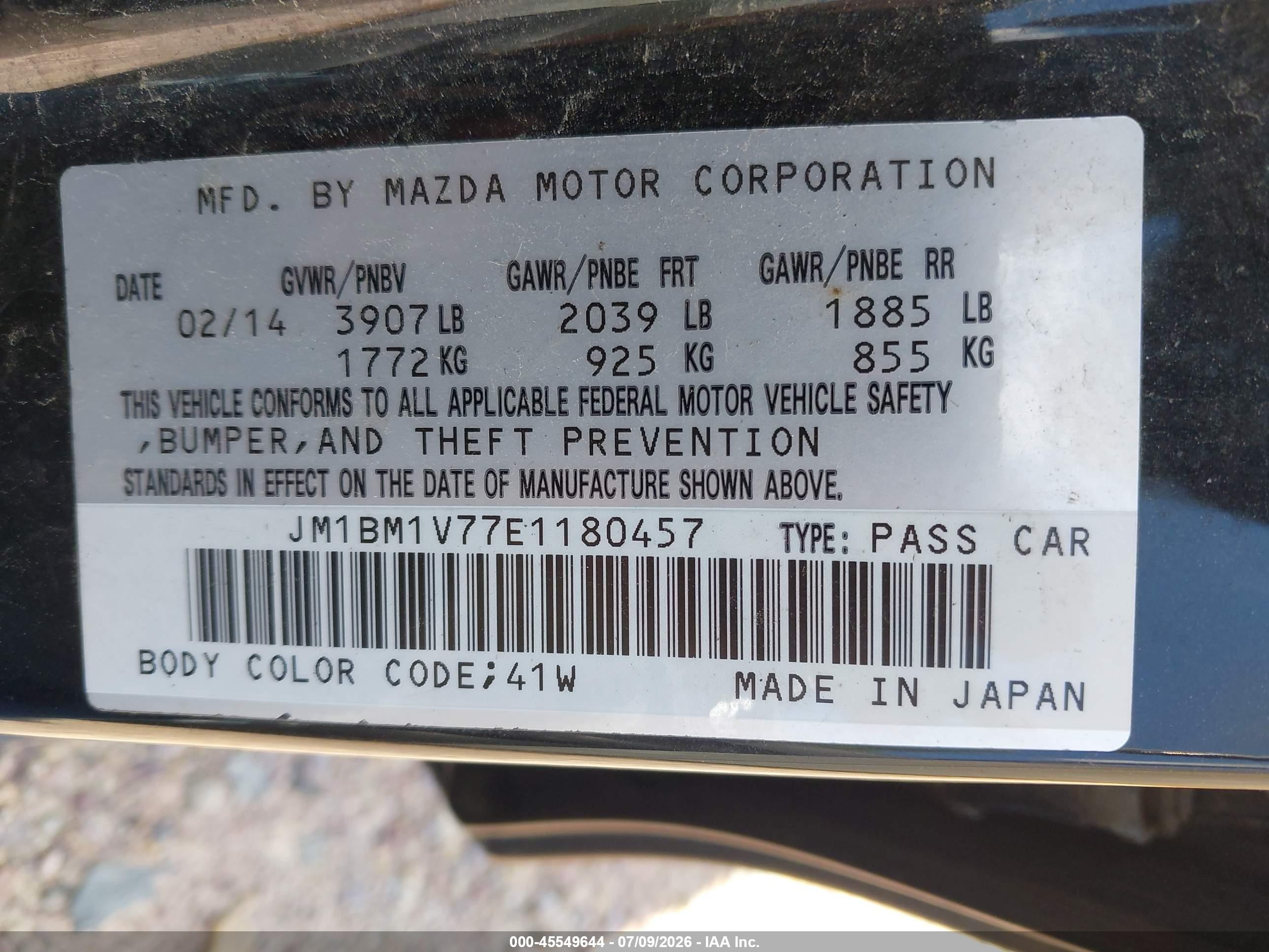 2014 Mazda Mazda3 I Touring Черный vin: JM1BM1V77E1180457