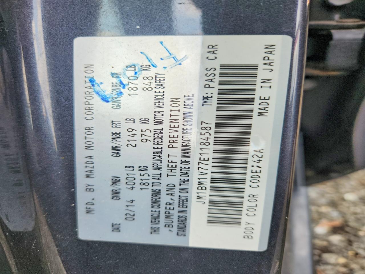 2014 Mazda 3 Touring Gray vin: JM1BM1V77E1184587