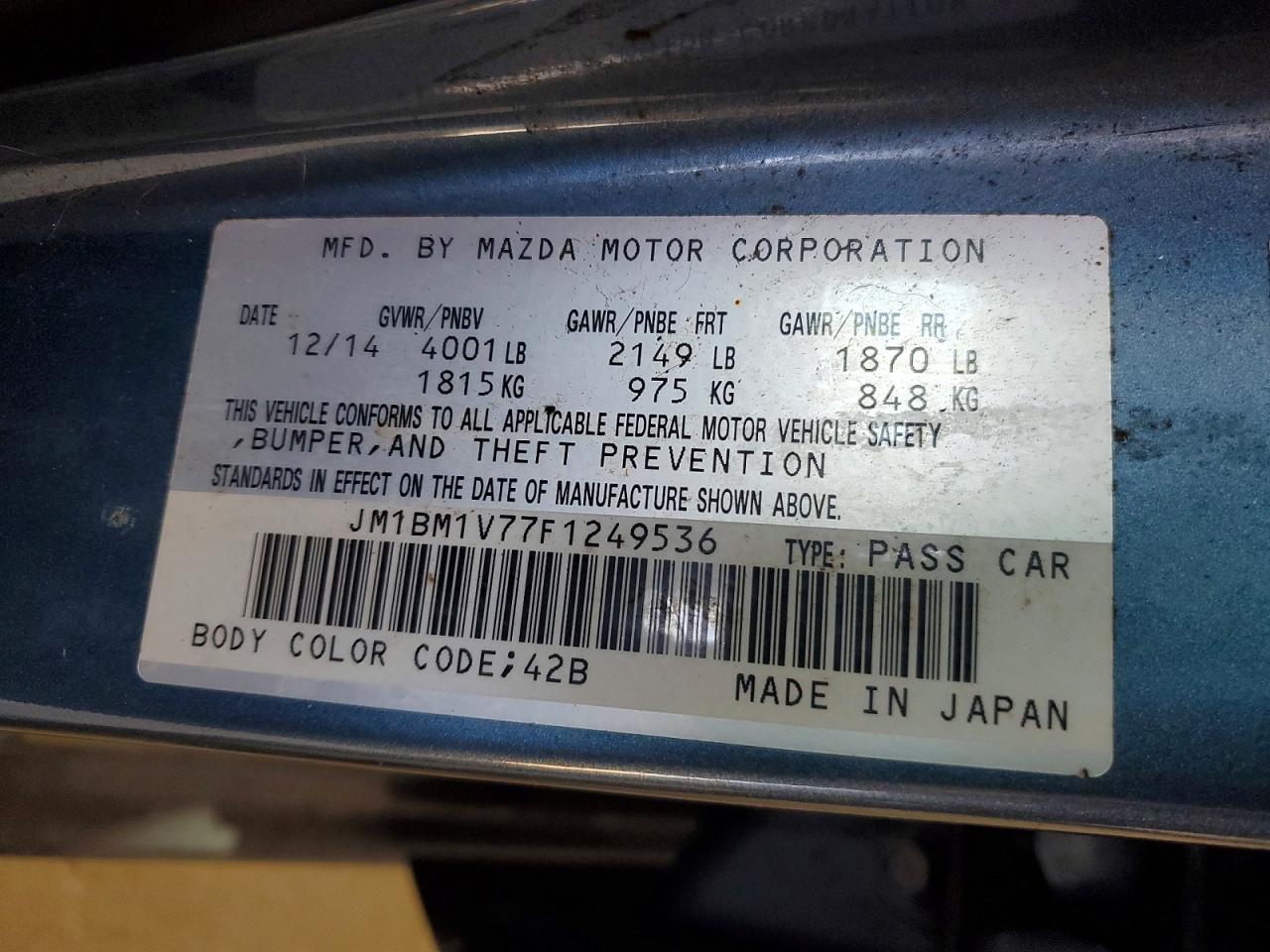 2015 Mazda 3 Touring Blue vin: JM1BM1V77F1249536
