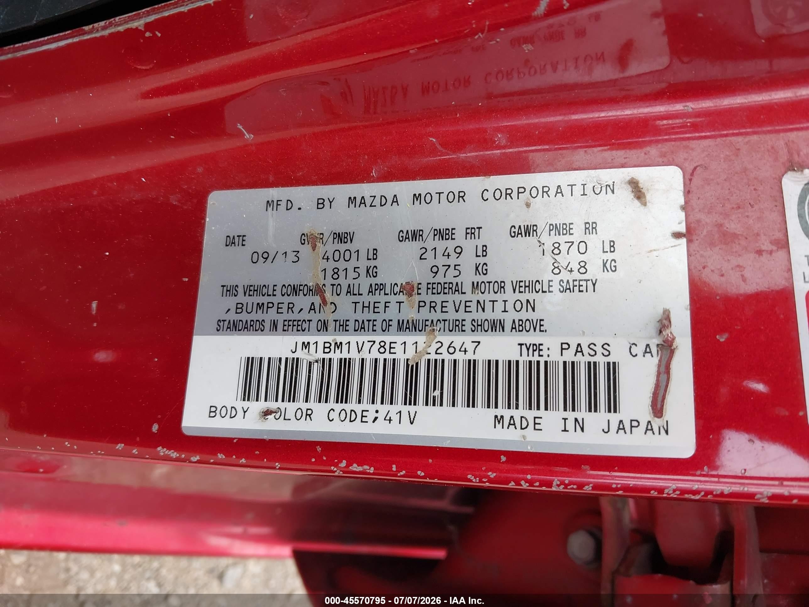 2014 Mazda Mazda3 I Touring Red vin: JM1BM1V78E1122647
