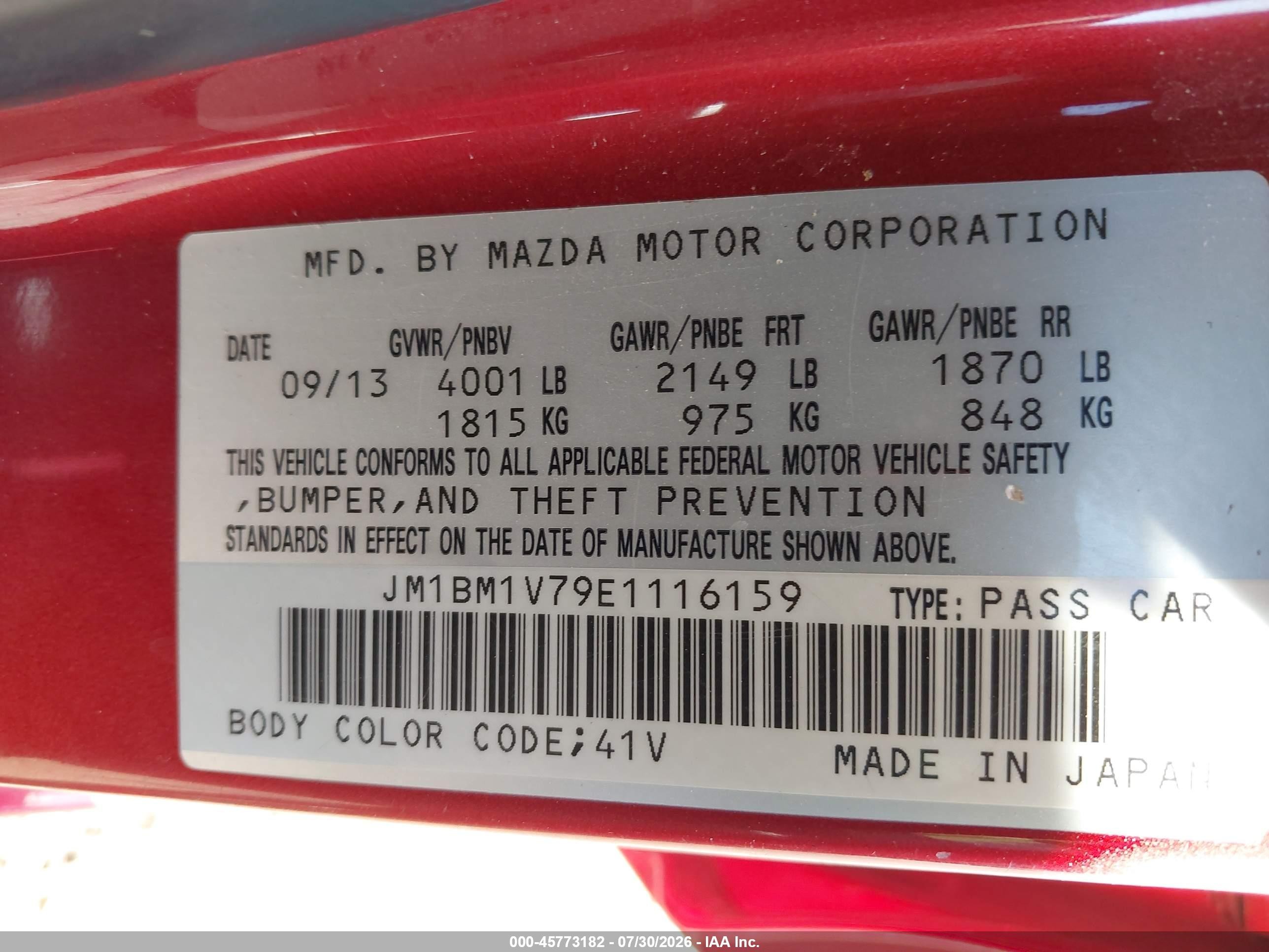 2014 Mazda Mazda3 I Touring Red vin: JM1BM1V79E1116159