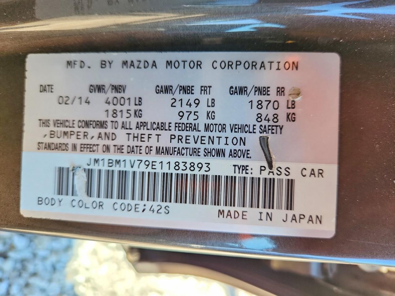 2014 Mazda 3 Touring Gray vin: JM1BM1V79E1183893