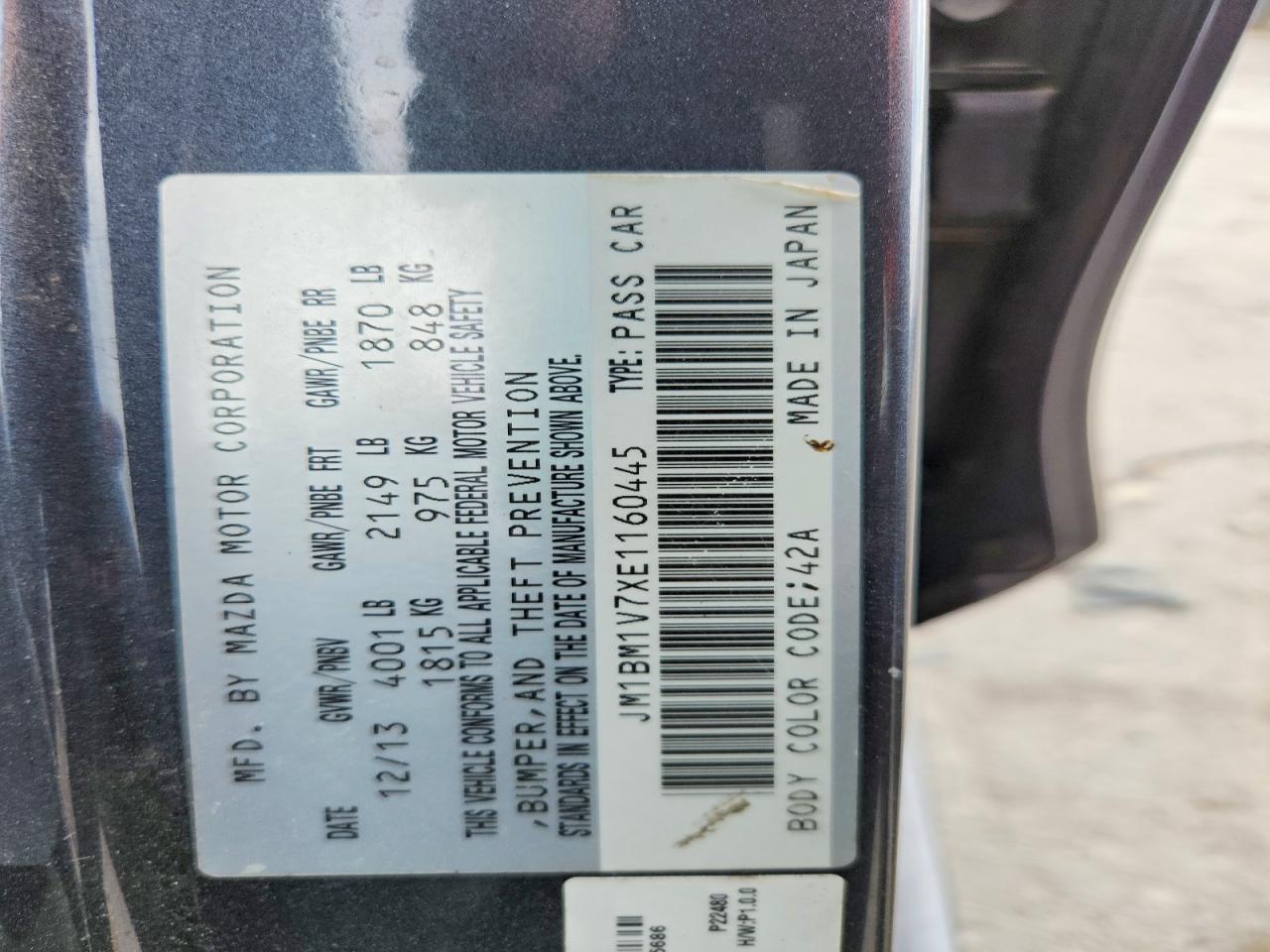 2014 Mazda 3 Gray vin: JM1BM1V7XE1160445
