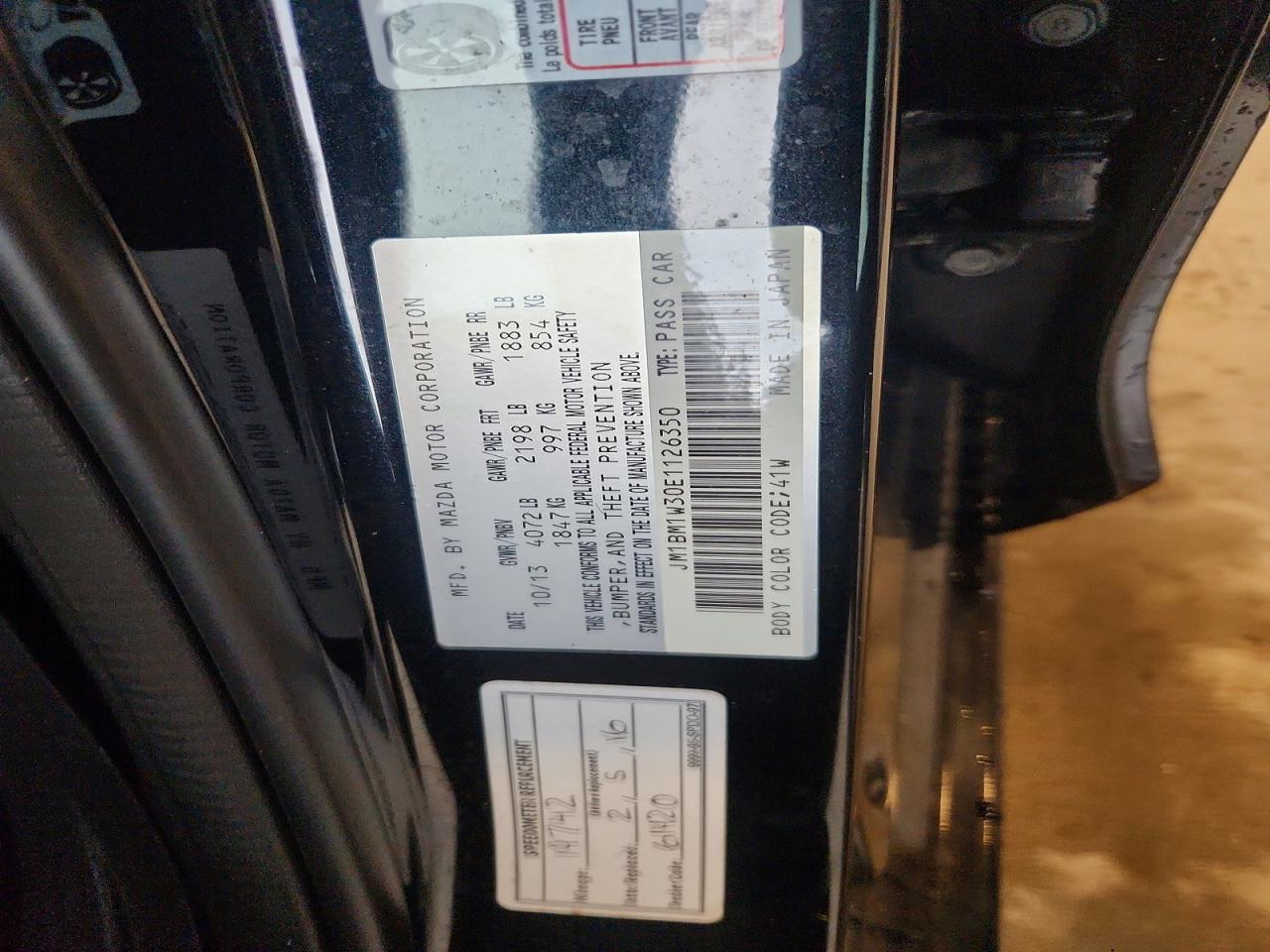 2014 Mazda 3 Grand Touring Black vin: JM1BM1W30E1126350