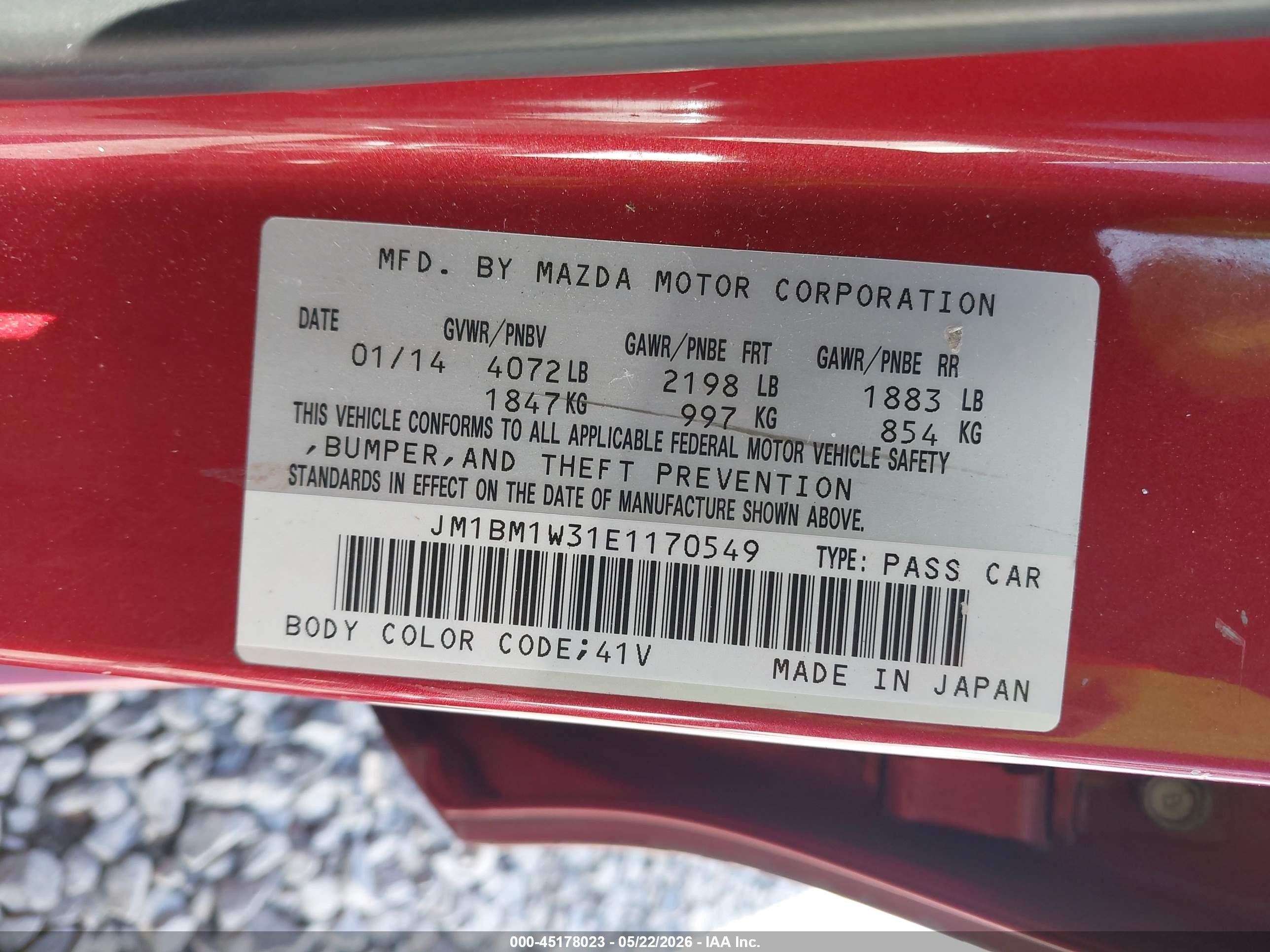 2014 Mazda Mazda3 S Grand Touring Red vin: JM1BM1W31E1170549