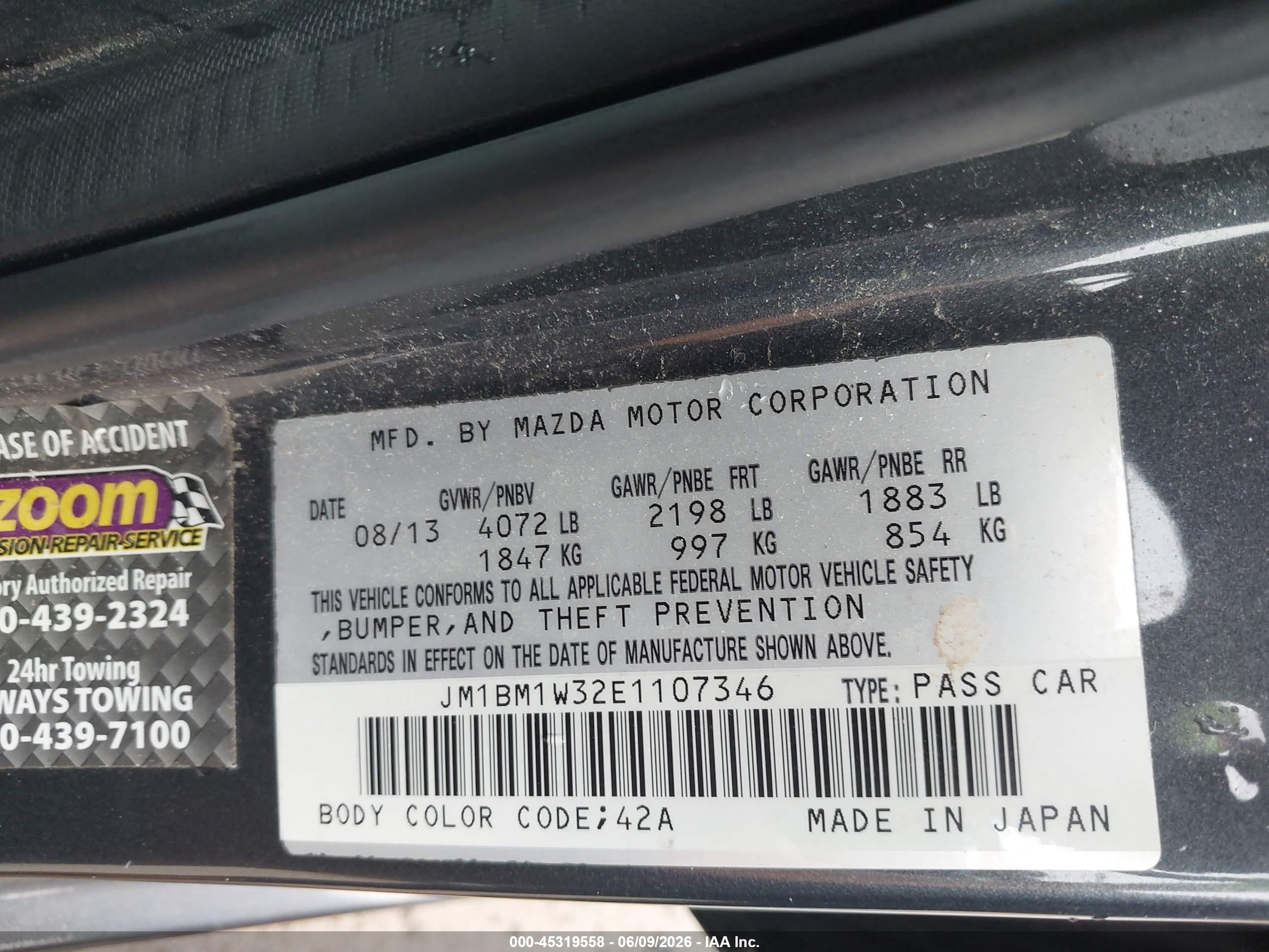 2014 Mazda Mazda3   Gray vin: JM1BM1W32E1107346