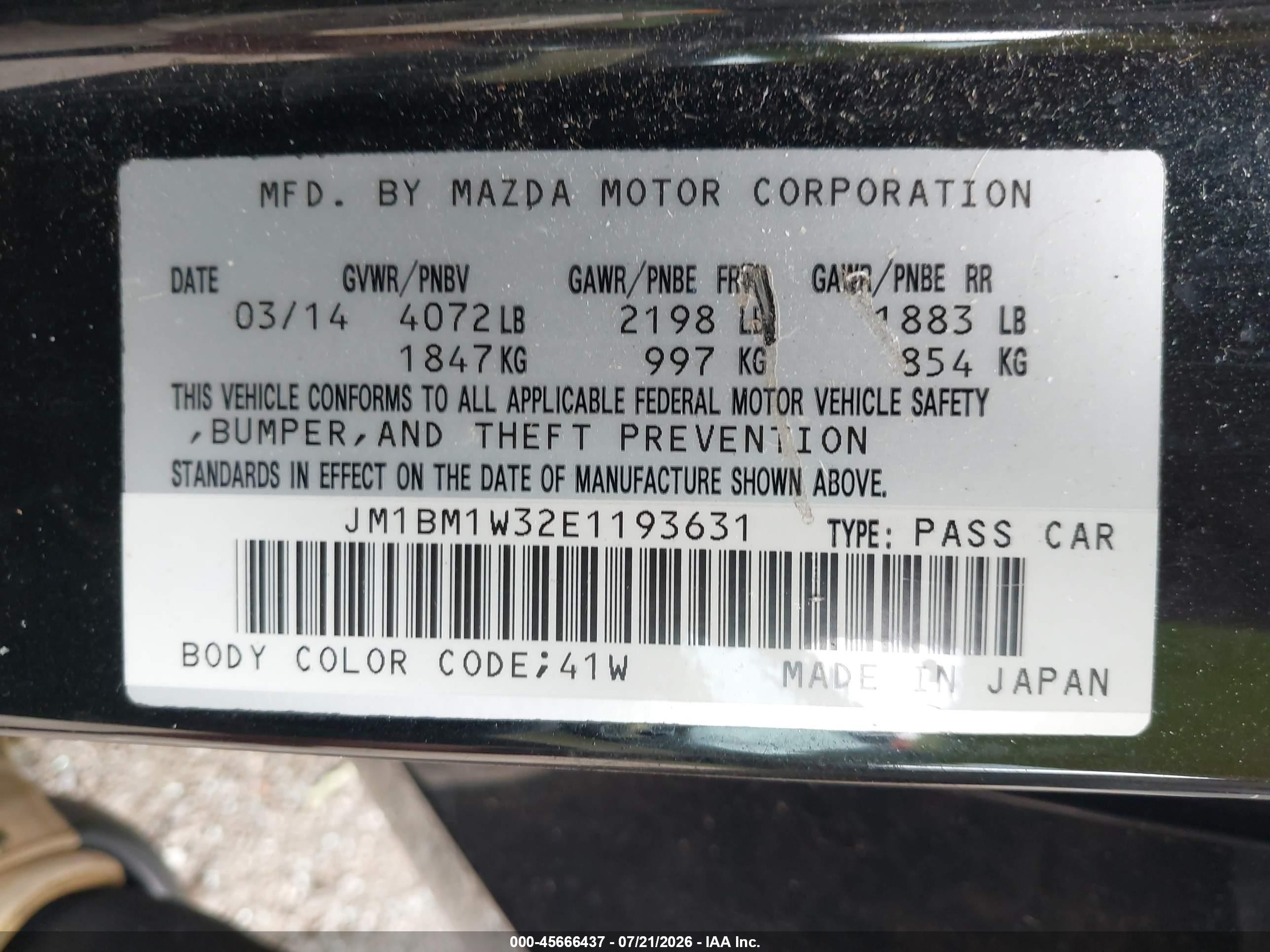 2014 Mazda Mazda3 S Grand Touring Black vin: JM1BM1W32E1193631