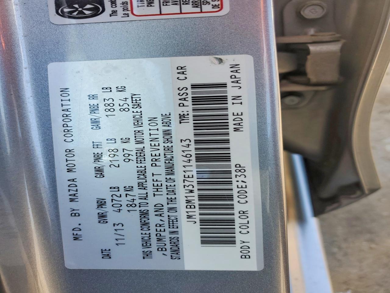 2014 Mazda 3 Grand Touring Silver vin: JM1BM1W37E1146143