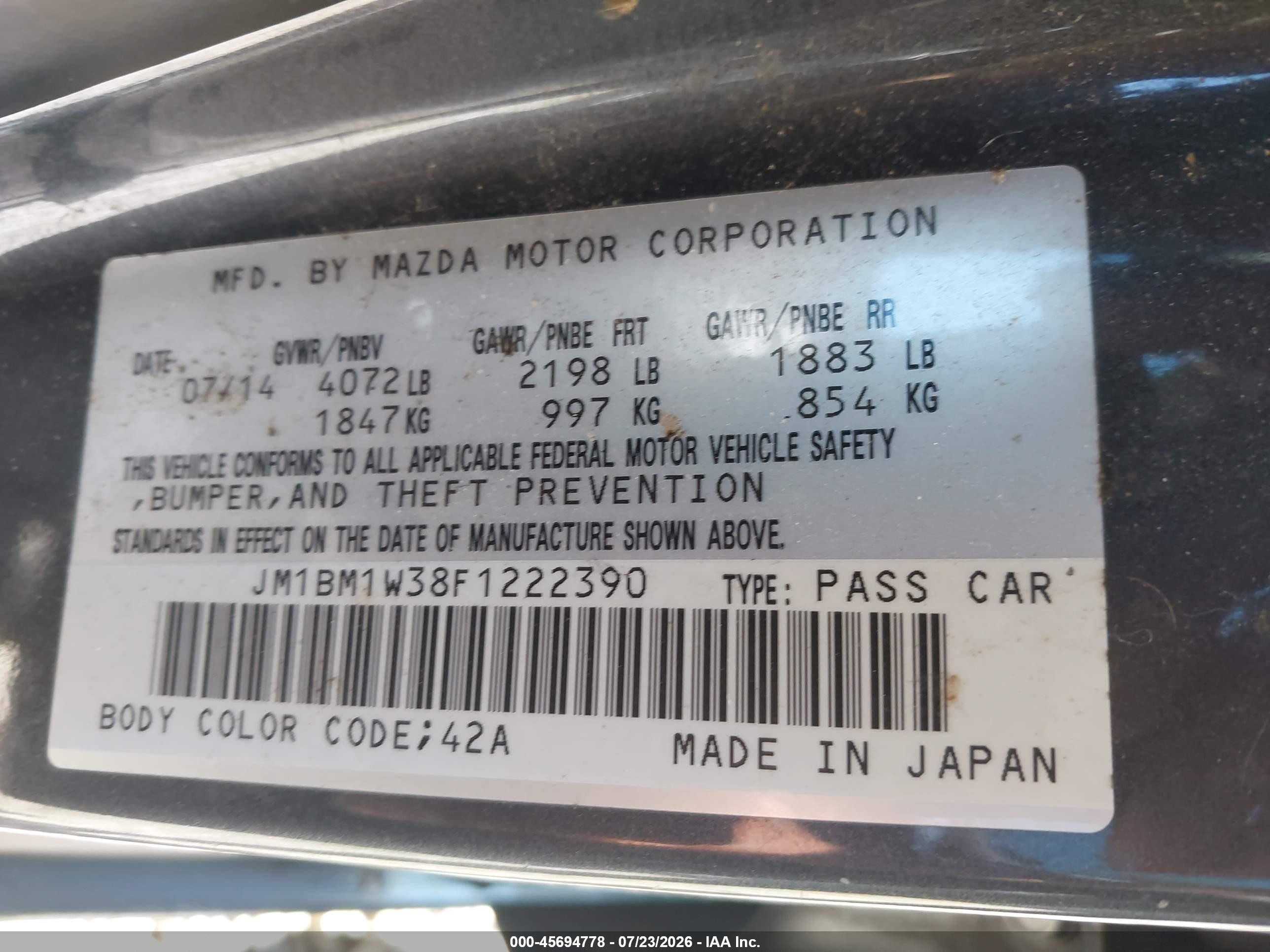 2015 Mazda Mazda3 S Grand Touring Черный vin: JM1BM1W38F1222390