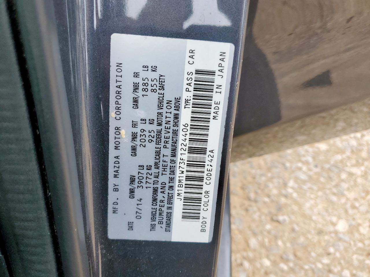 2015 Mazda 3 Grand Touring Gray vin: JM1BM1W73F1224406