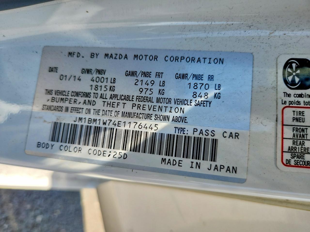 2014 Mazda 3 Grand Touring White vin: JM1BM1W74E1176445