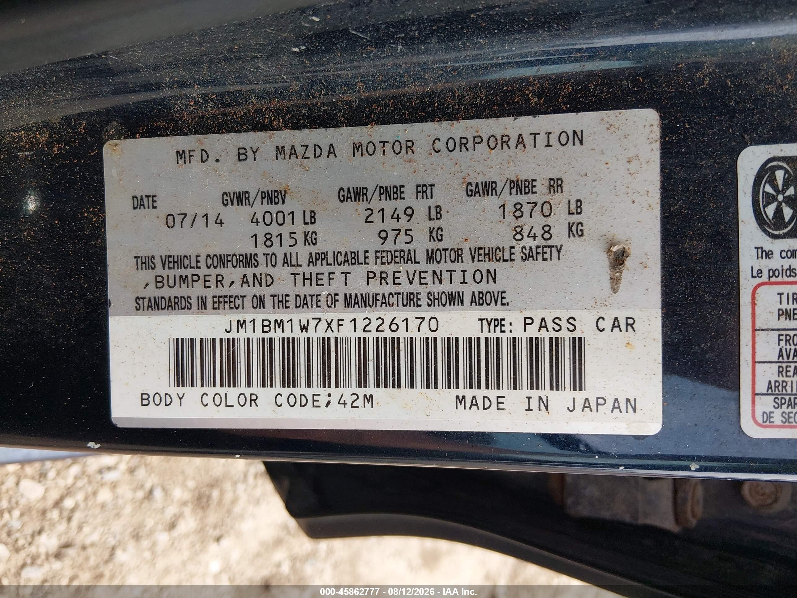2015 Mazda Mazda3 I Grand Touring Blue vin: JM1BM1W7XF1226170