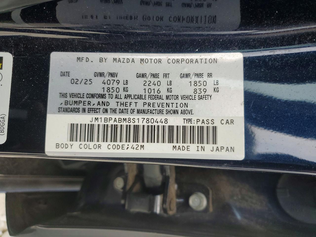 2025 Mazda 3 Select Sport Blue vin: JM1BPABM8S1780448