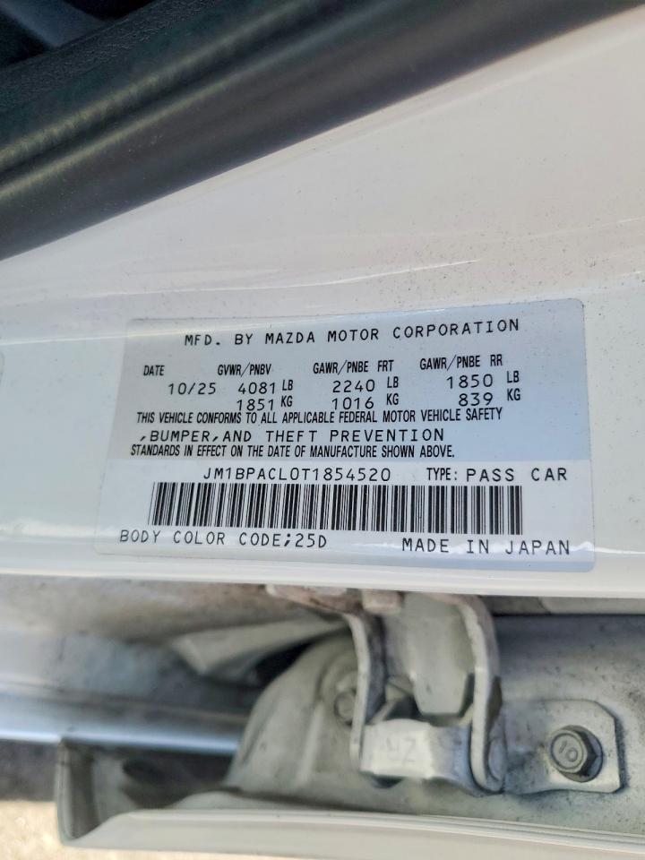 2026 Mazda 3 Preferred White vin: JM1BPACL0T1854520