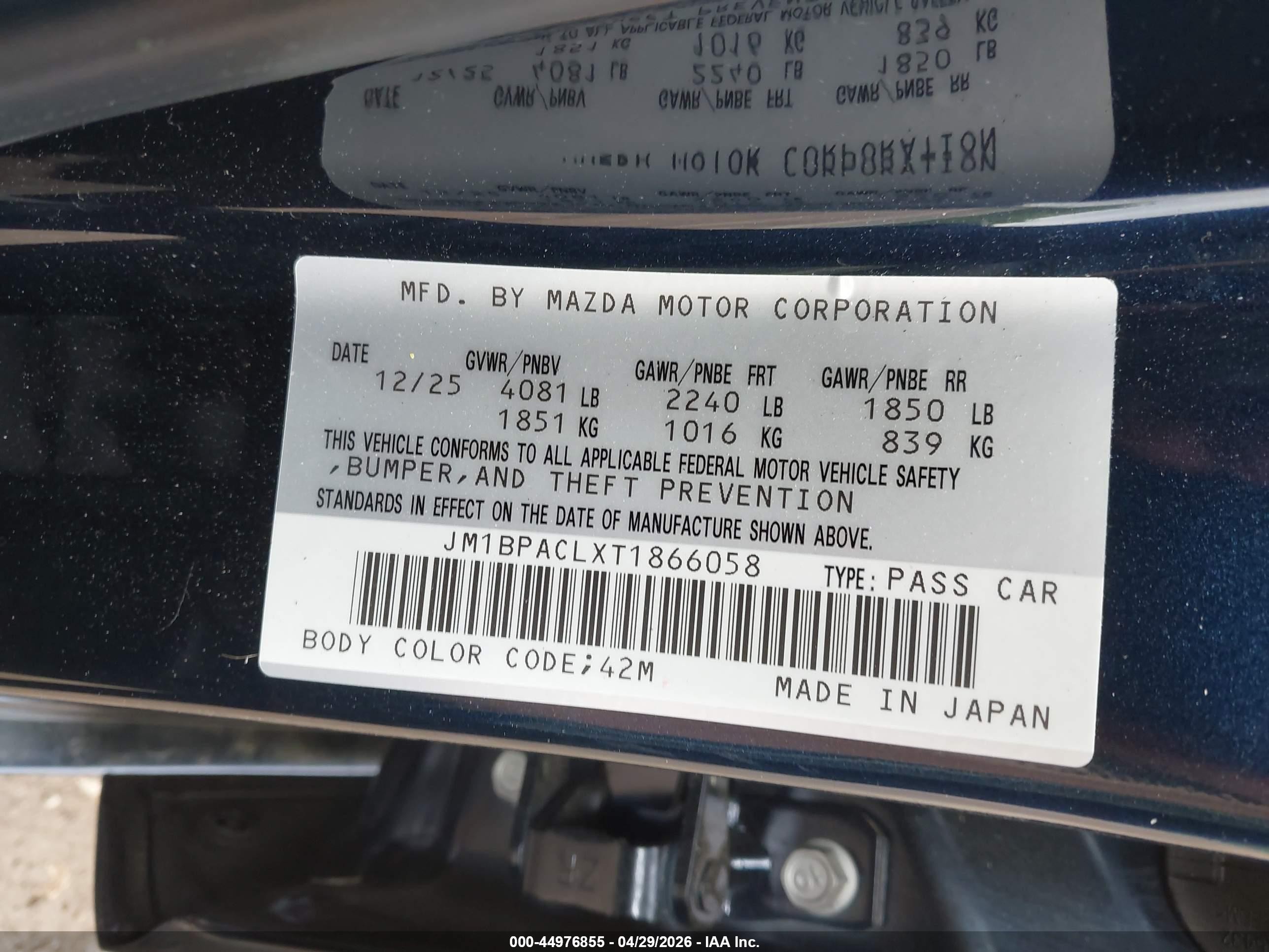 2026 Mazda Mazda3 2.5 S Preferred Dark Blue vin: JM1BPACLXT1866058