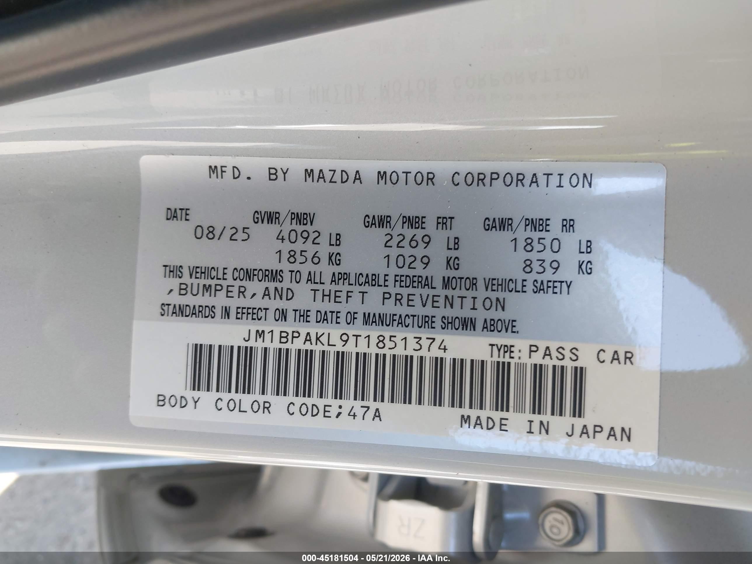 2026 Mazda Mazda3 2.5 S Select Sport Gray vin: JM1BPAKL9T1851374