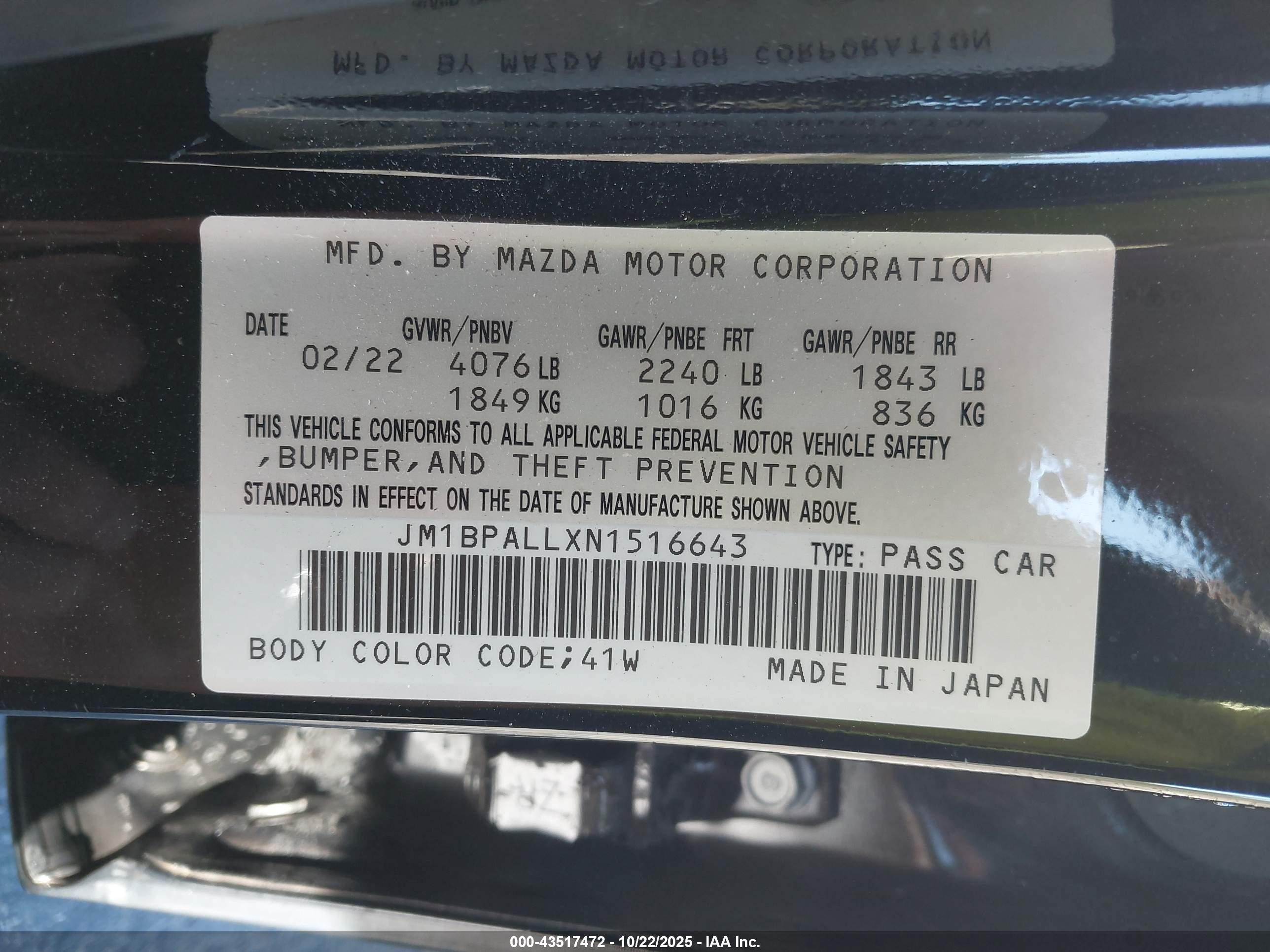 2022 Mazda Mazda3 Preferred Черный vin: JM1BPALLXN1516643