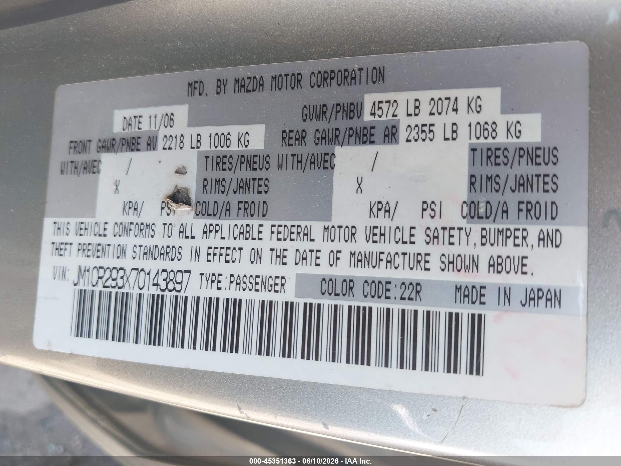 2007 Mazda Mazda5 Touring Silver vin: JM1CR293X70143897