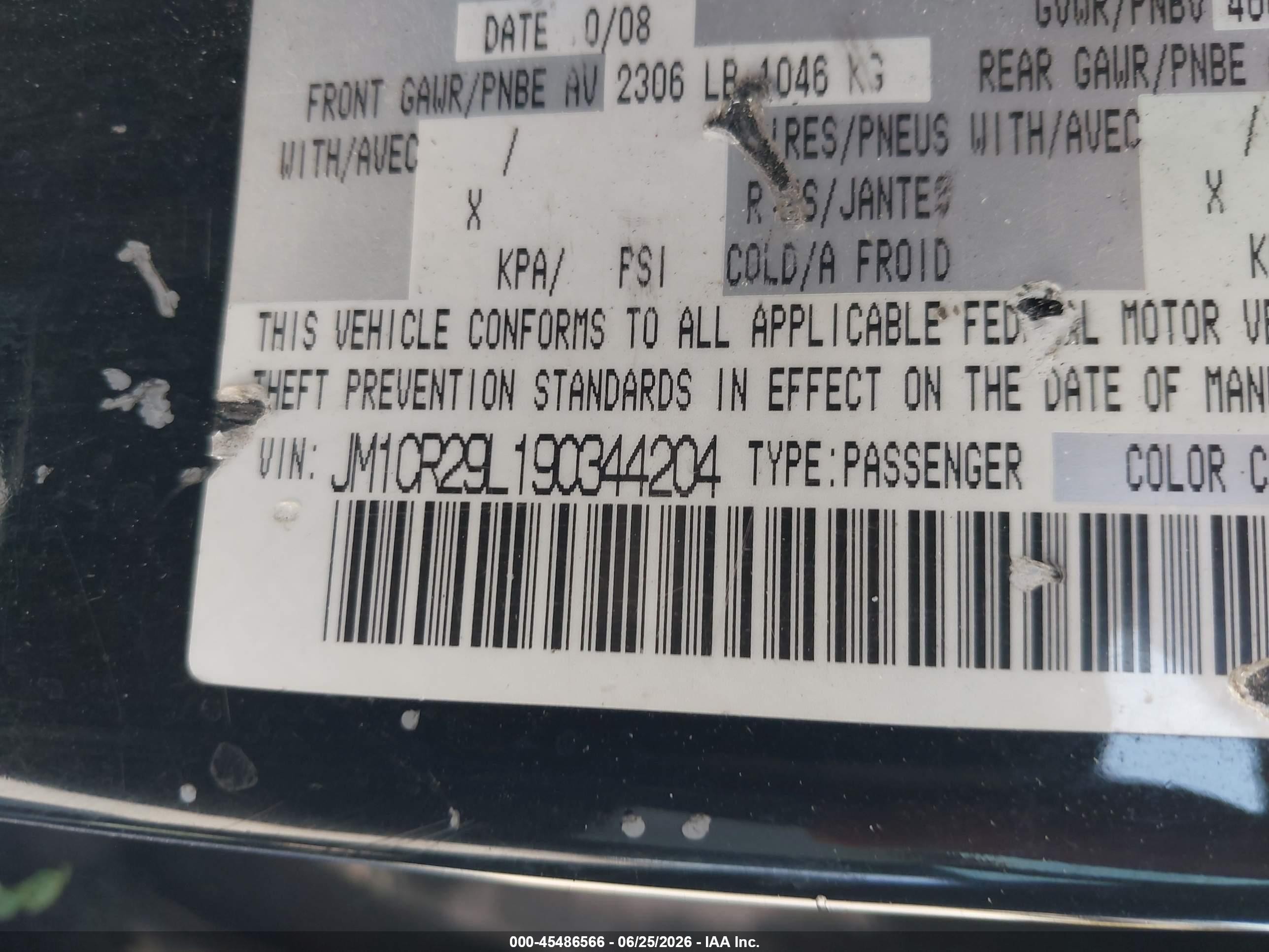 2009 Mazda Mazda5 Sport Black vin: JM1CR29L190344204