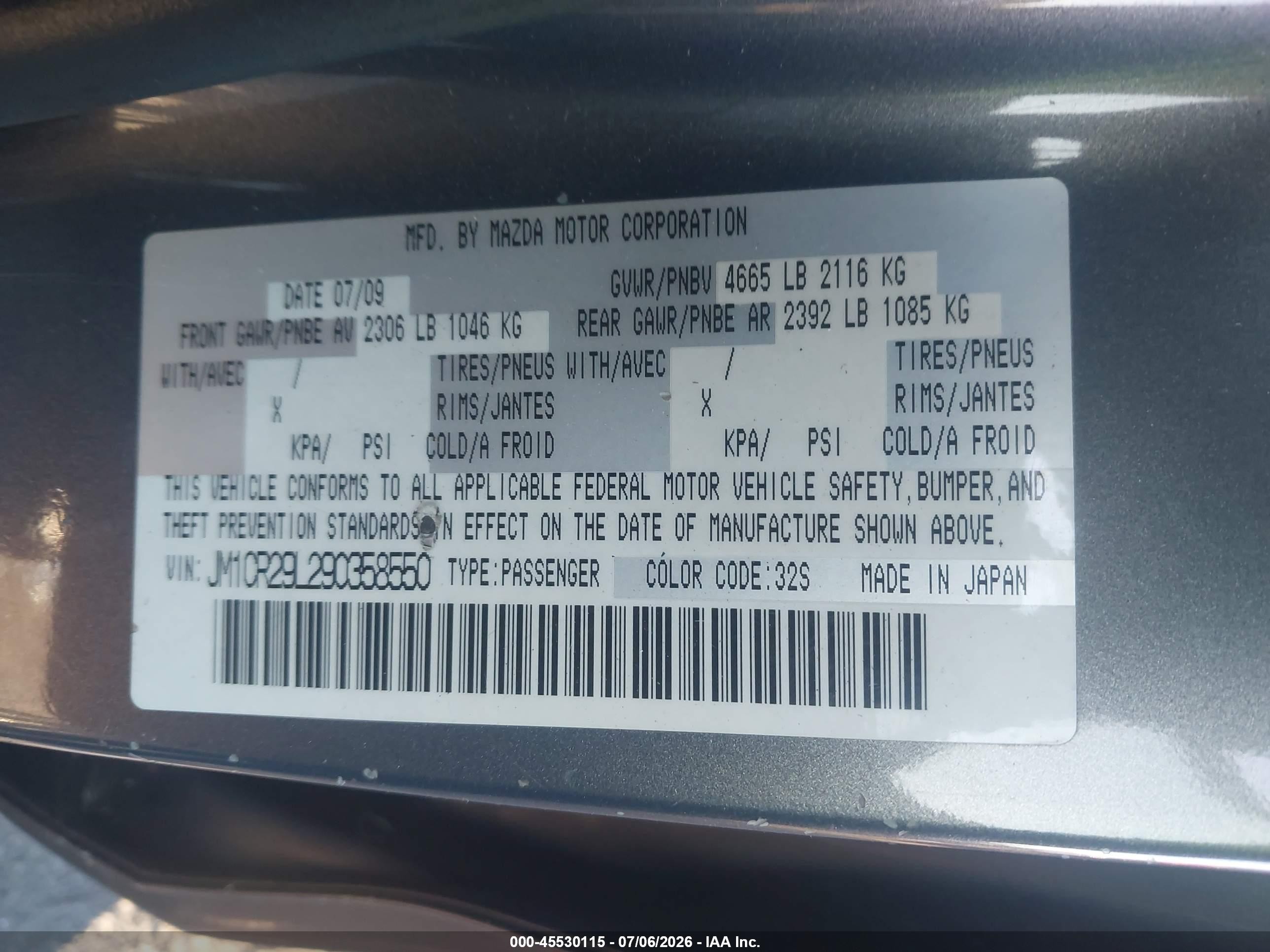 2009 Mazda Mazda5 Sport Gray vin: JM1CR29L290358550