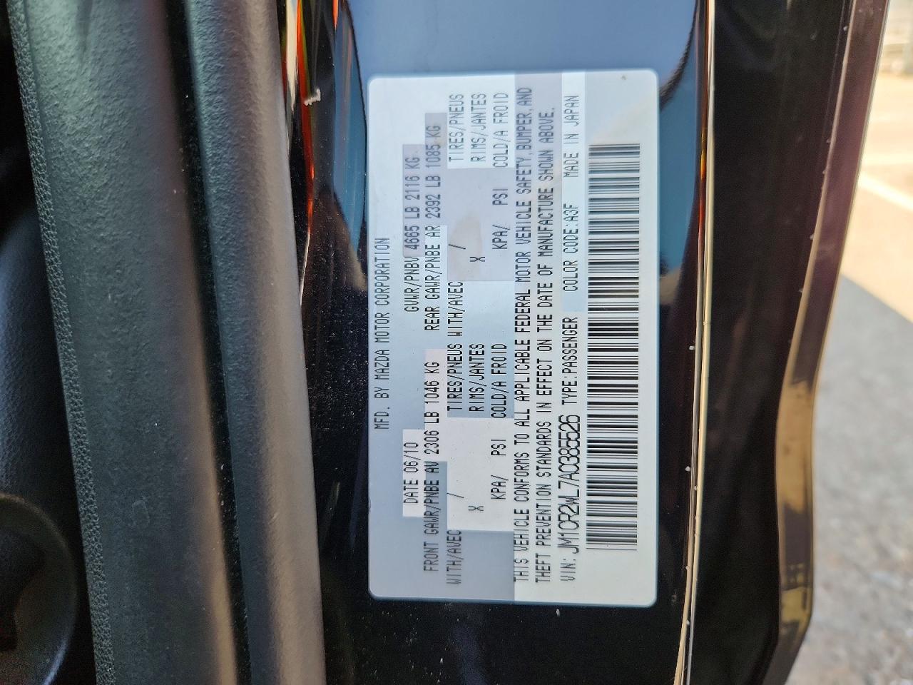 2010 Mazda 5 Black vin: JM1CR2WL7A0385526