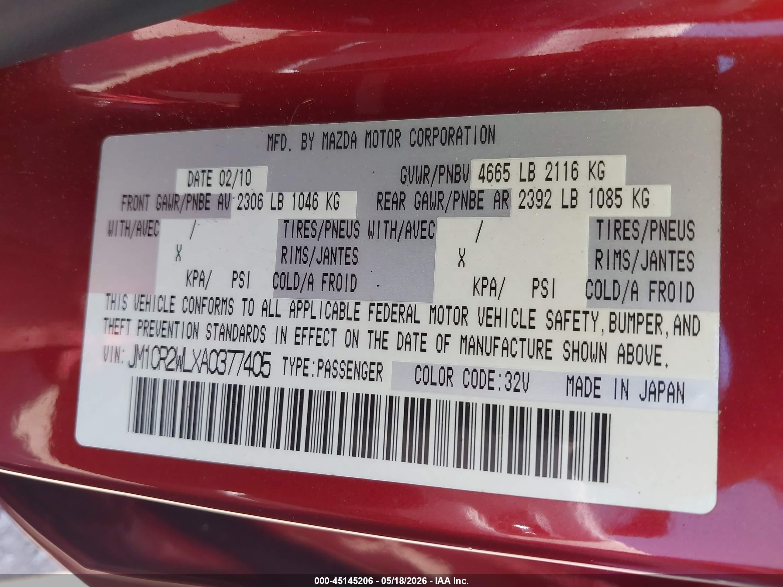 2010 Mazda Mazda5 Sport Red vin: JM1CR2WLXA0377405