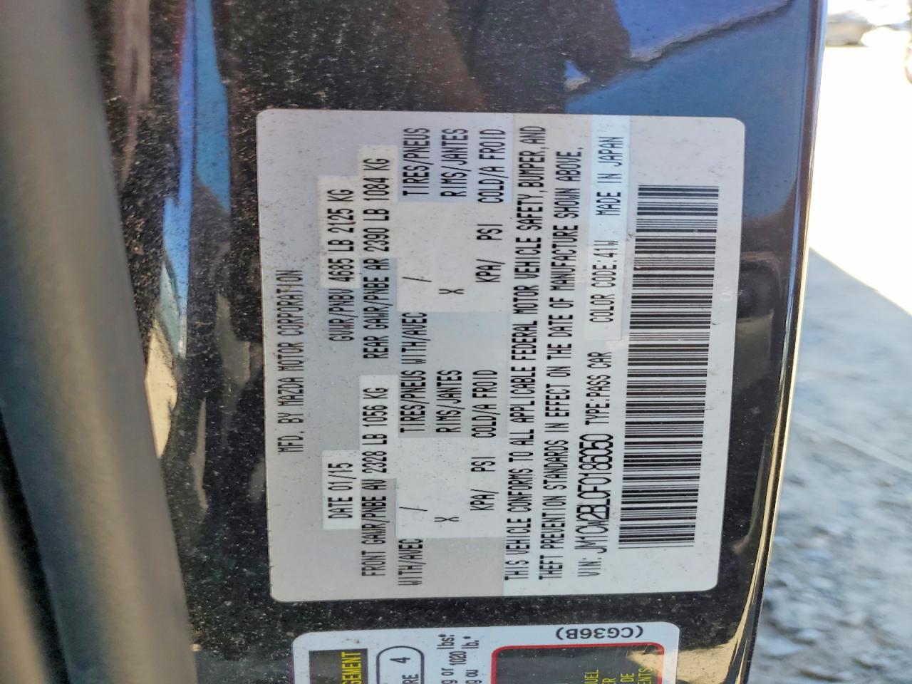 2015 Mazda 5 Sport Black vin: JM1CW2BL0F0186050