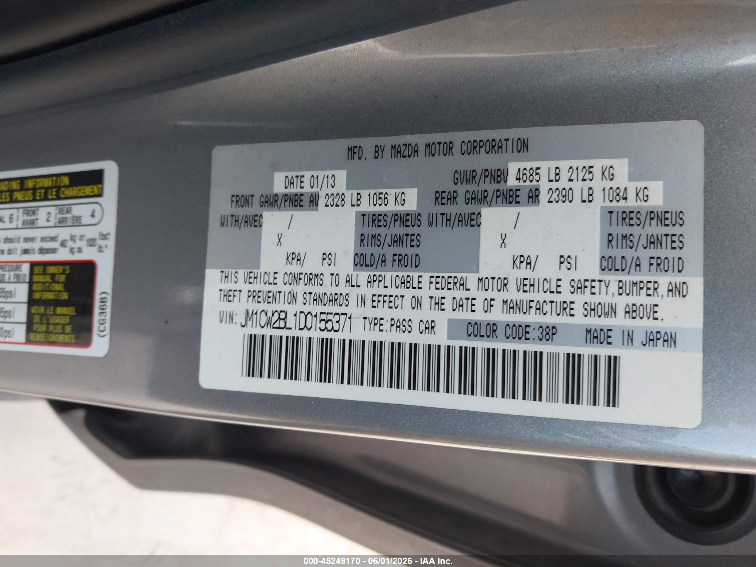 2013 Mazda Mazda5 Sport Silver vin: JM1CW2BL1D0155371