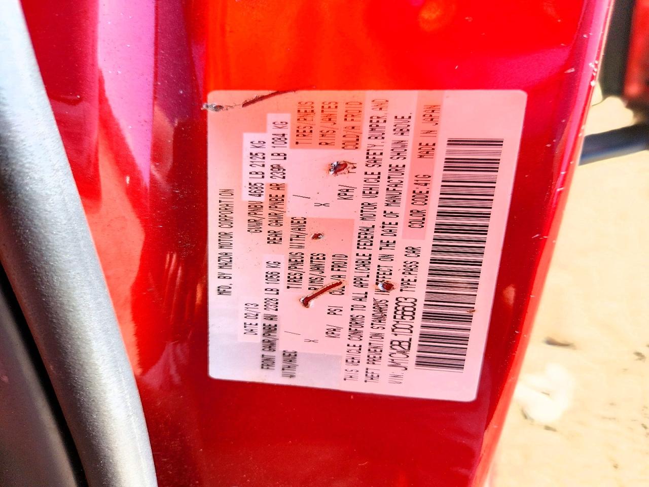 2013 Mazda 5 Red vin: JM1CW2BL1D0156603