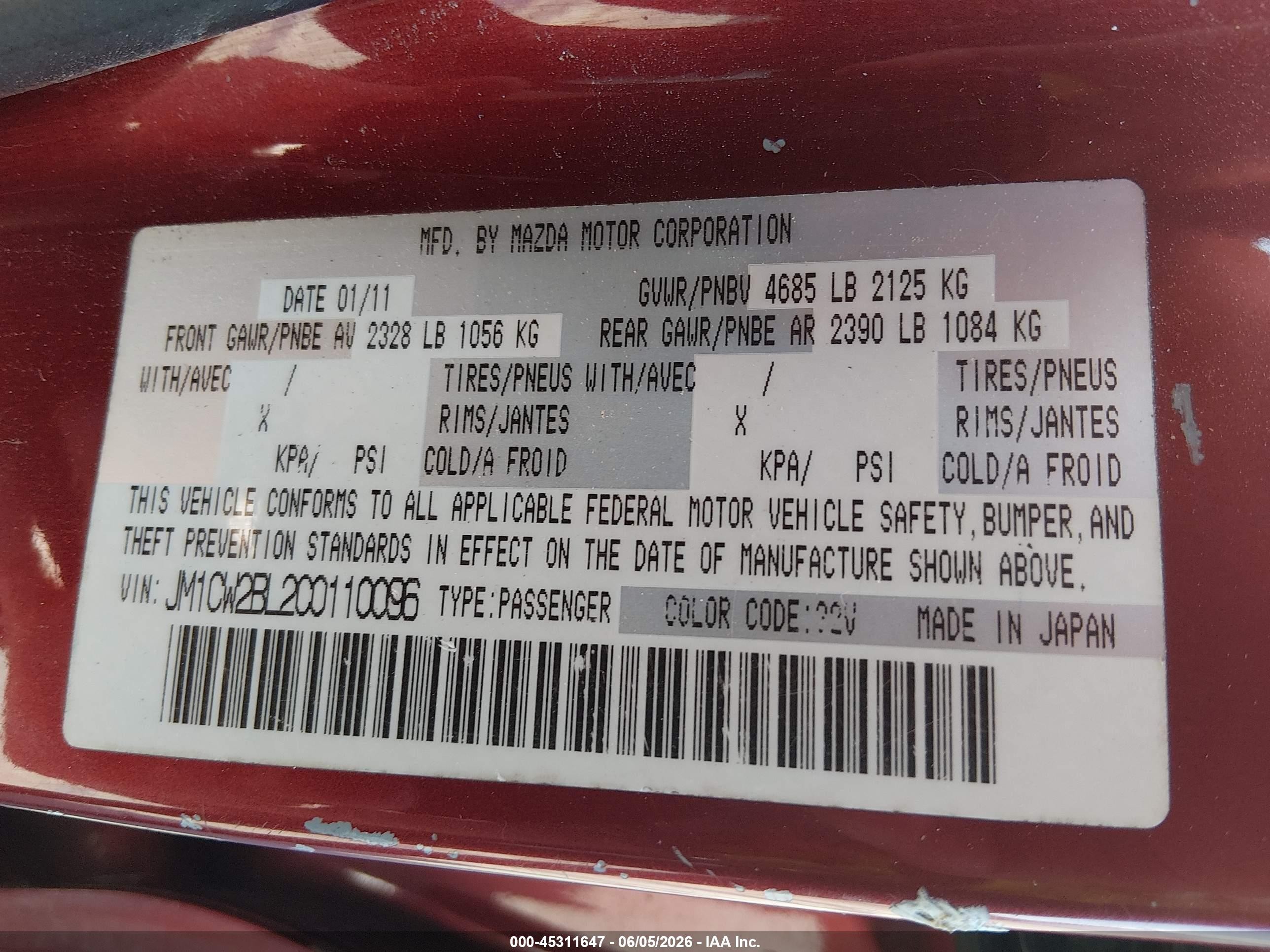 2012 Mazda Mazda5 Sport Red vin: JM1CW2BL2C0110096