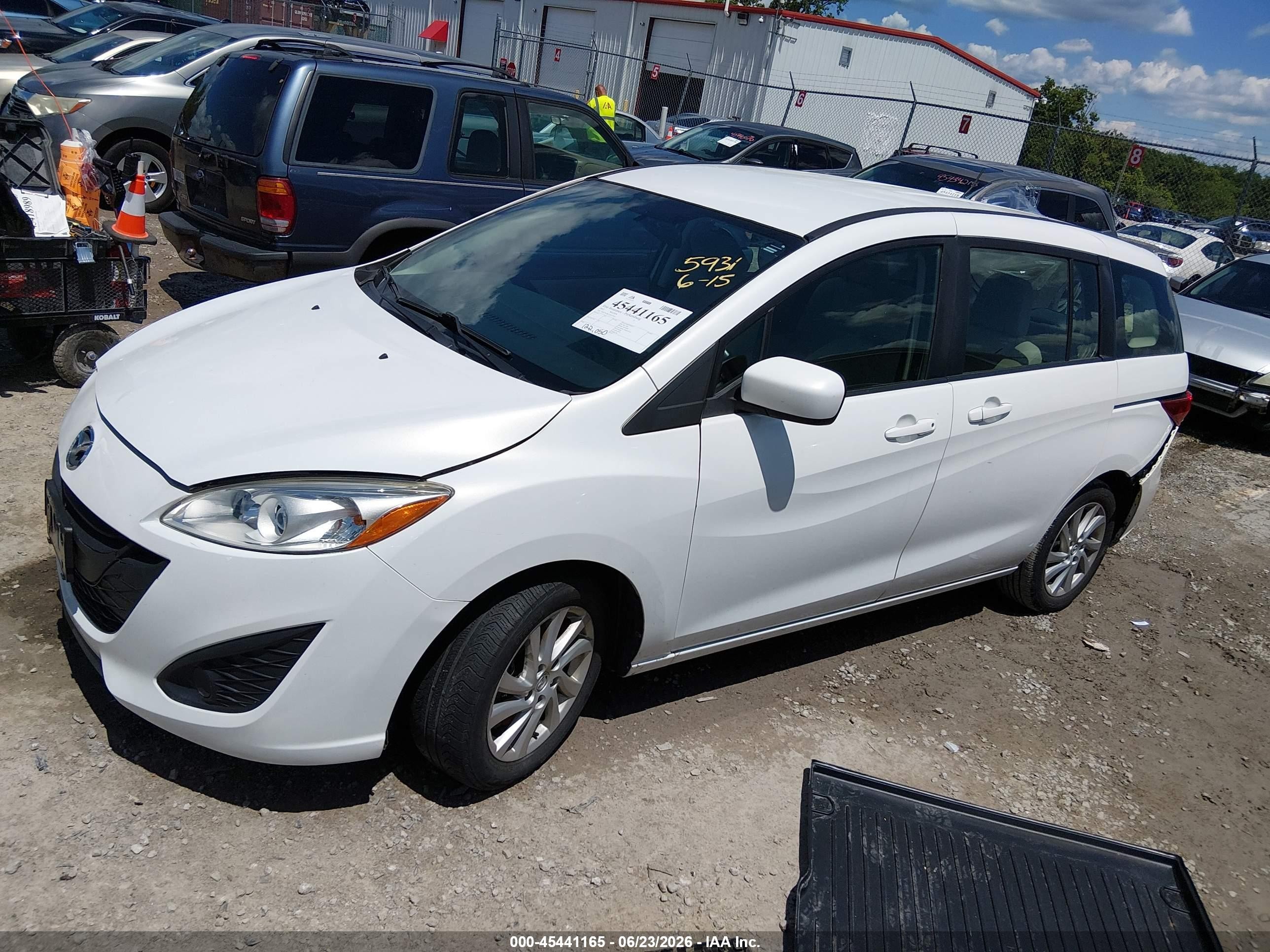 2012 Mazda Mazda5 Sport White vin: JM1CW2BL2C0115931