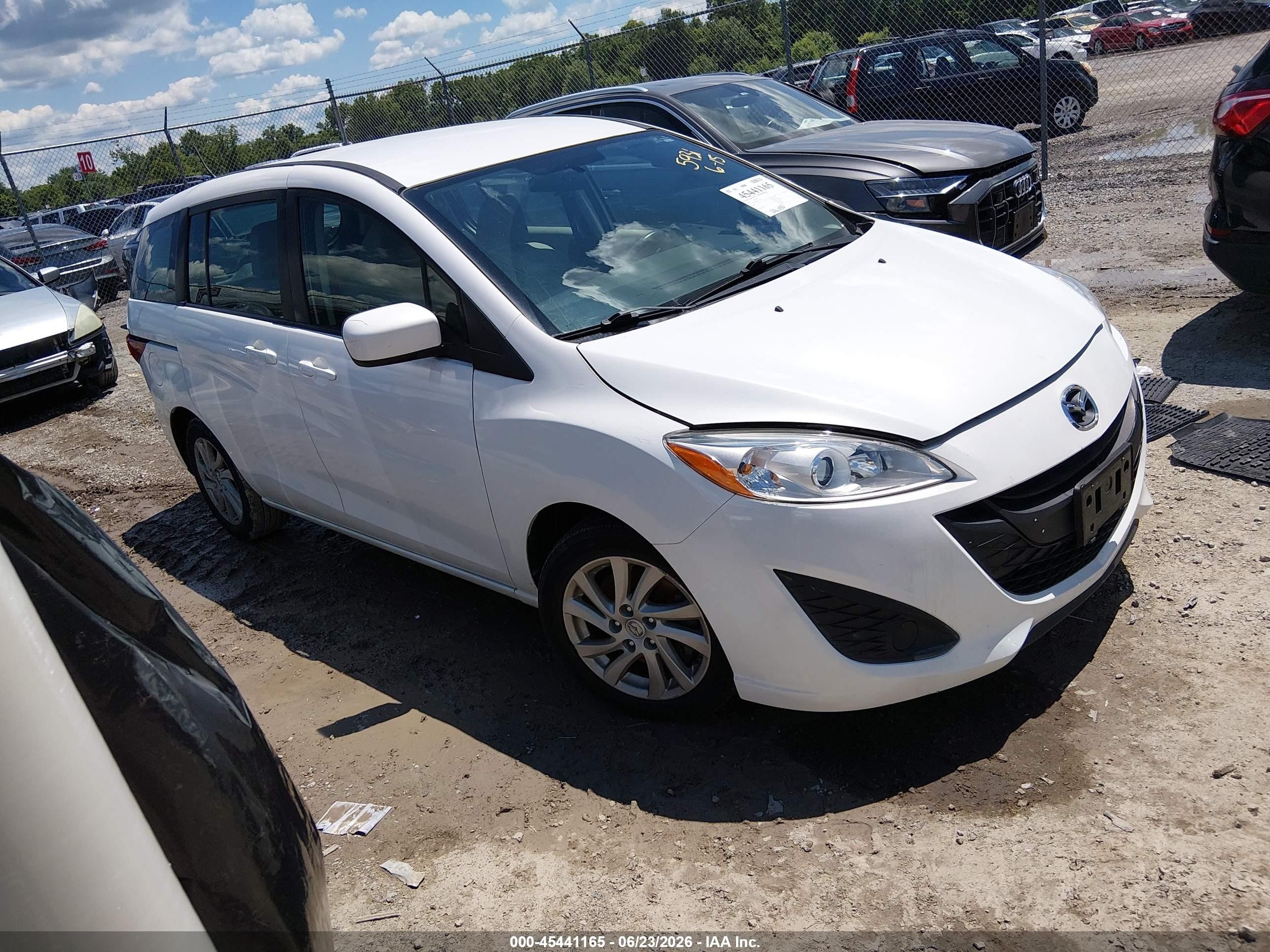 2012 Mazda Mazda5 Sport White vin: JM1CW2BL2C0115931