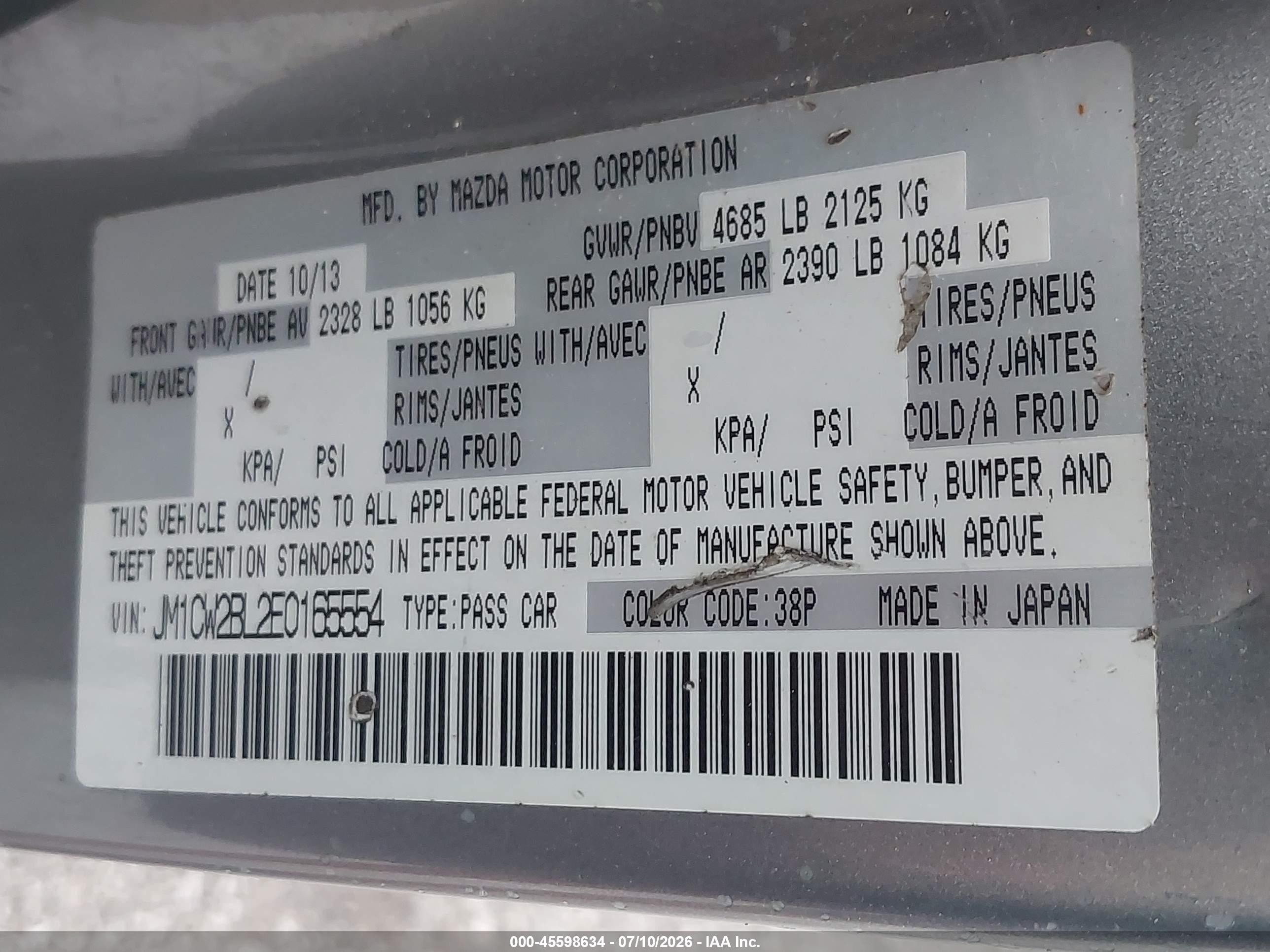 2014 Mazda Mazda5 Sport Silver vin: JM1CW2BL2E0165554