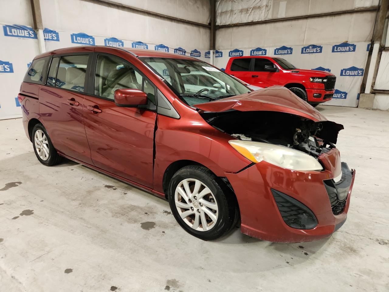 2012 Mazda 5 Red vin: JM1CW2BL3C0144046 Damage: Hood, Severe Damage, Replacement Required