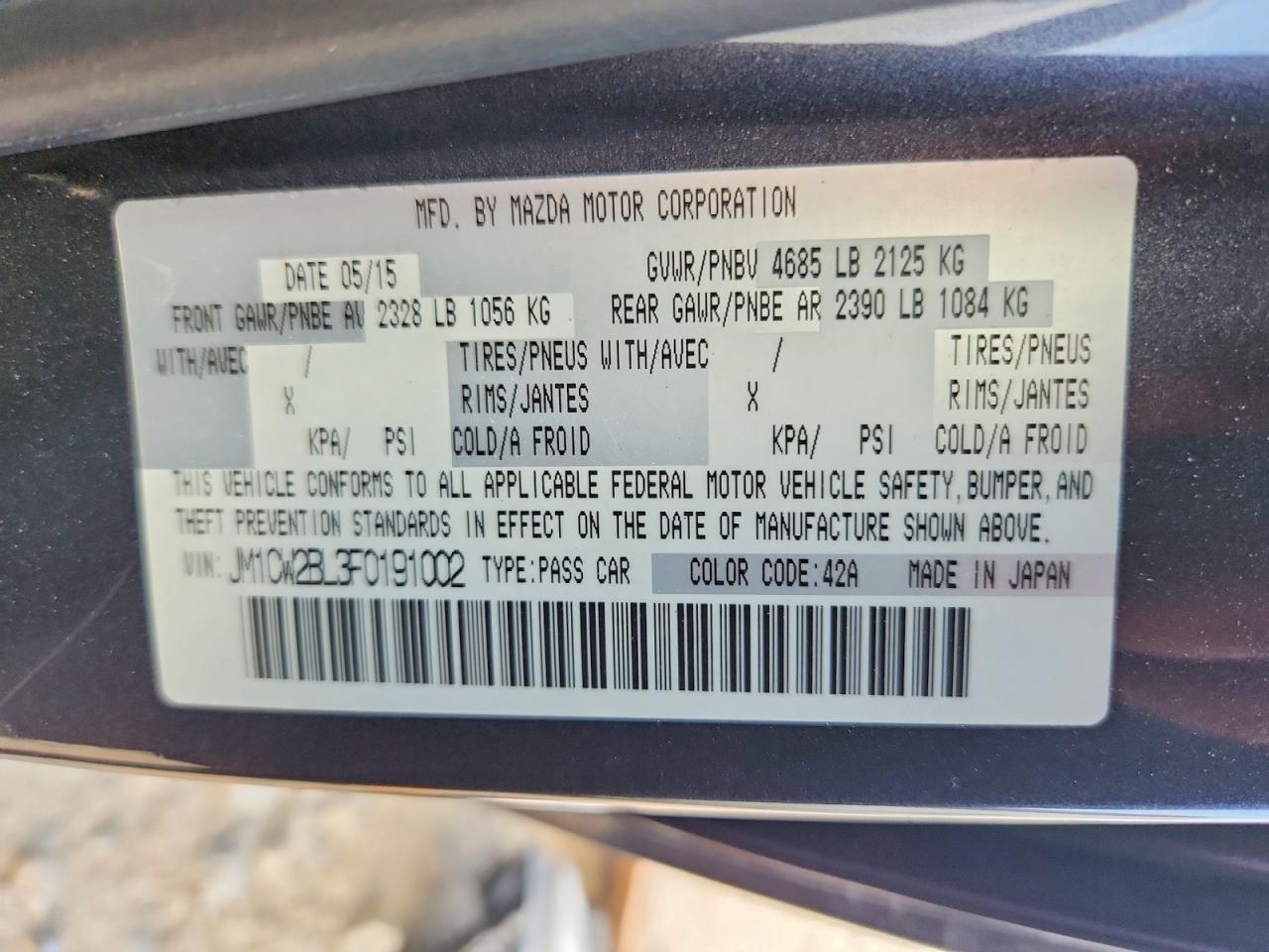 2015 Mazda 5 Sport Серый vin: JM1CW2BL3F0191002